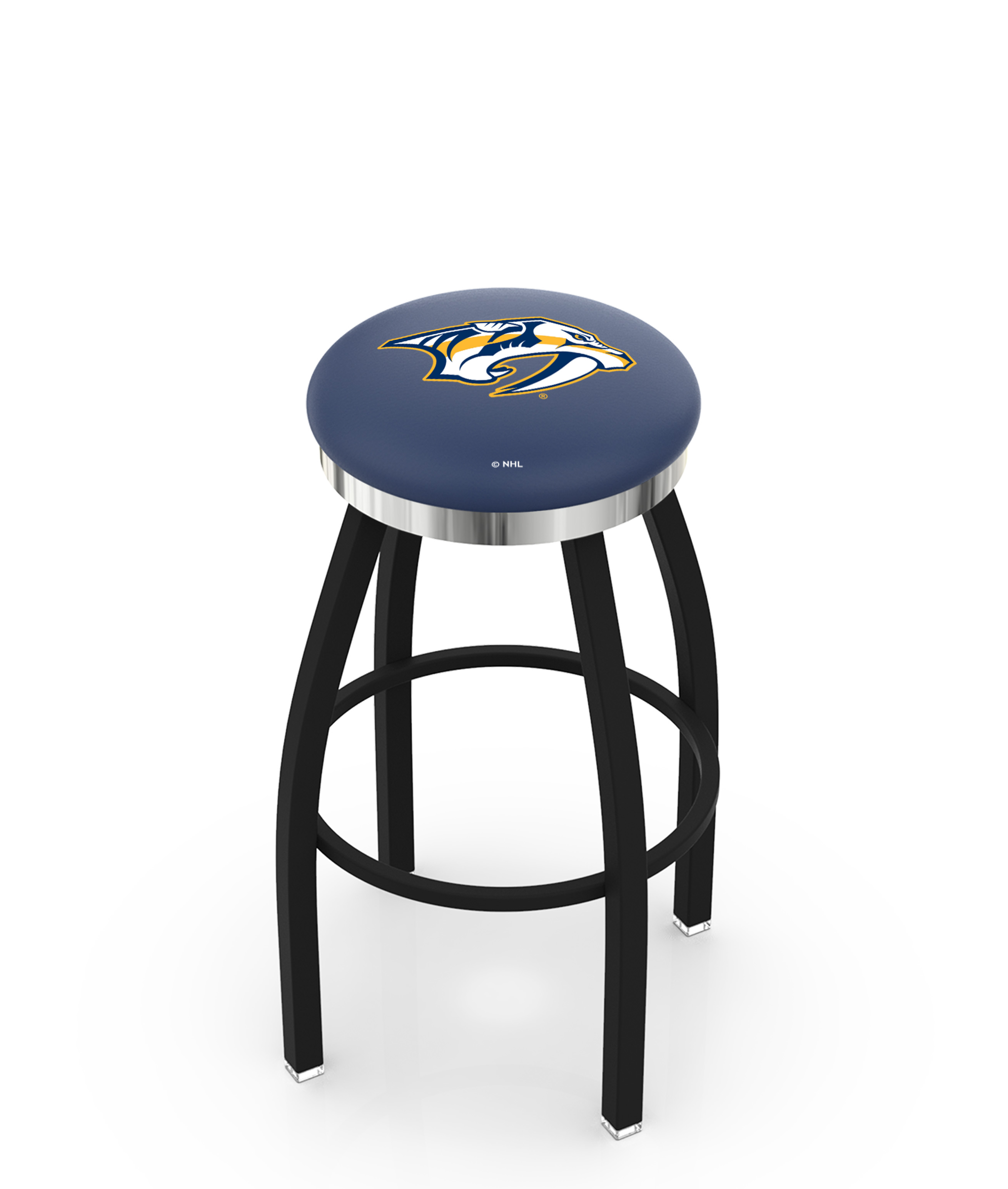 30" L8B2C - Black Wrinkle Nashville Predators Swivel Bar Stool with Chrome Accent Ring by  Company