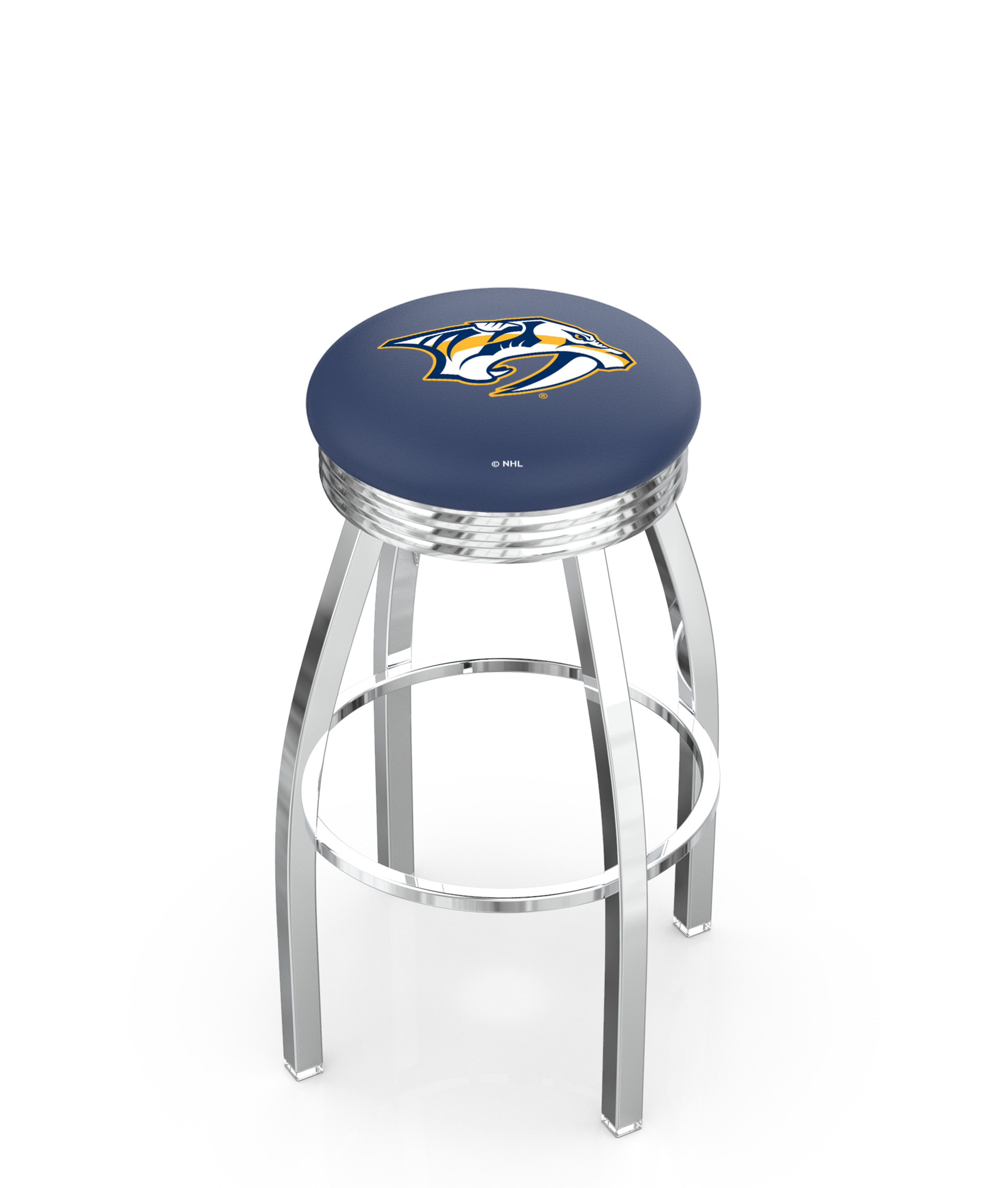 30" L8C3C - Chrome Nashville Predators Swivel Bar Stool with 2.5" Ribbed Accent Ring by  Company