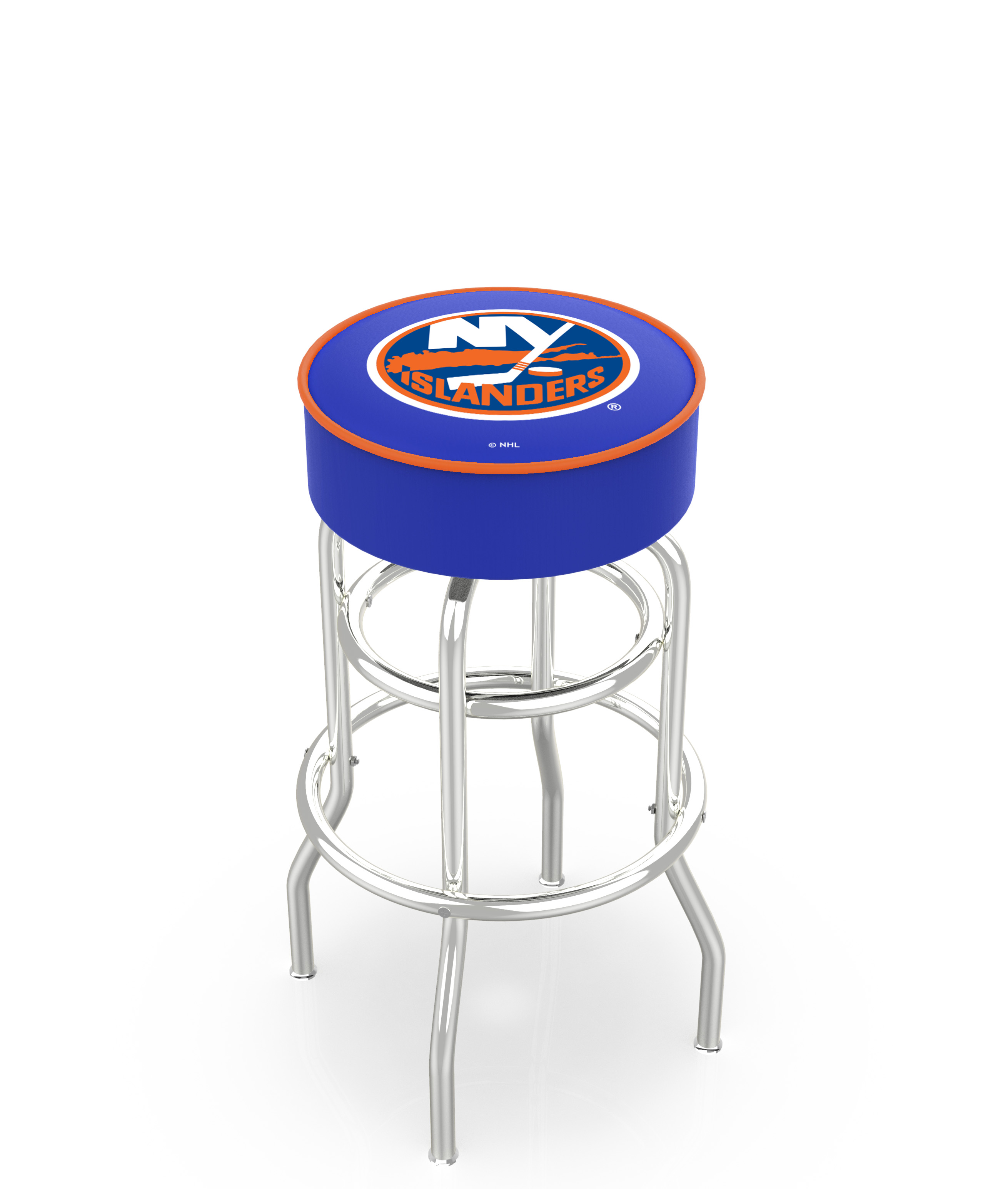 30" L7C1 - 4" New York Islanders Cushion Seat with Double-Ring Chrome Base Swivel Bar Stool by  Company