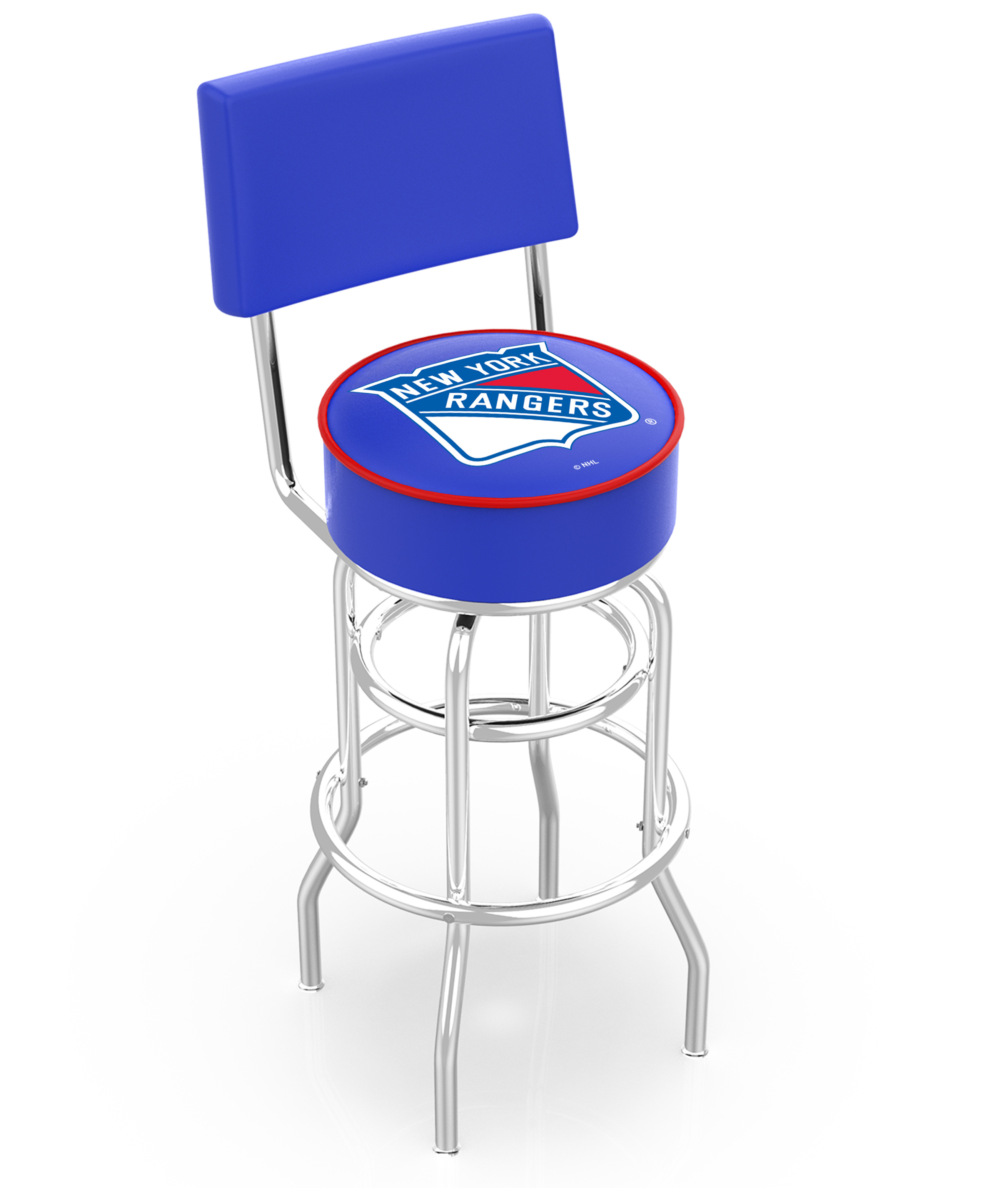 25" L7C4 - Chrome Double Ring New York Rangers Swivel Bar Stool with a Back by  Company