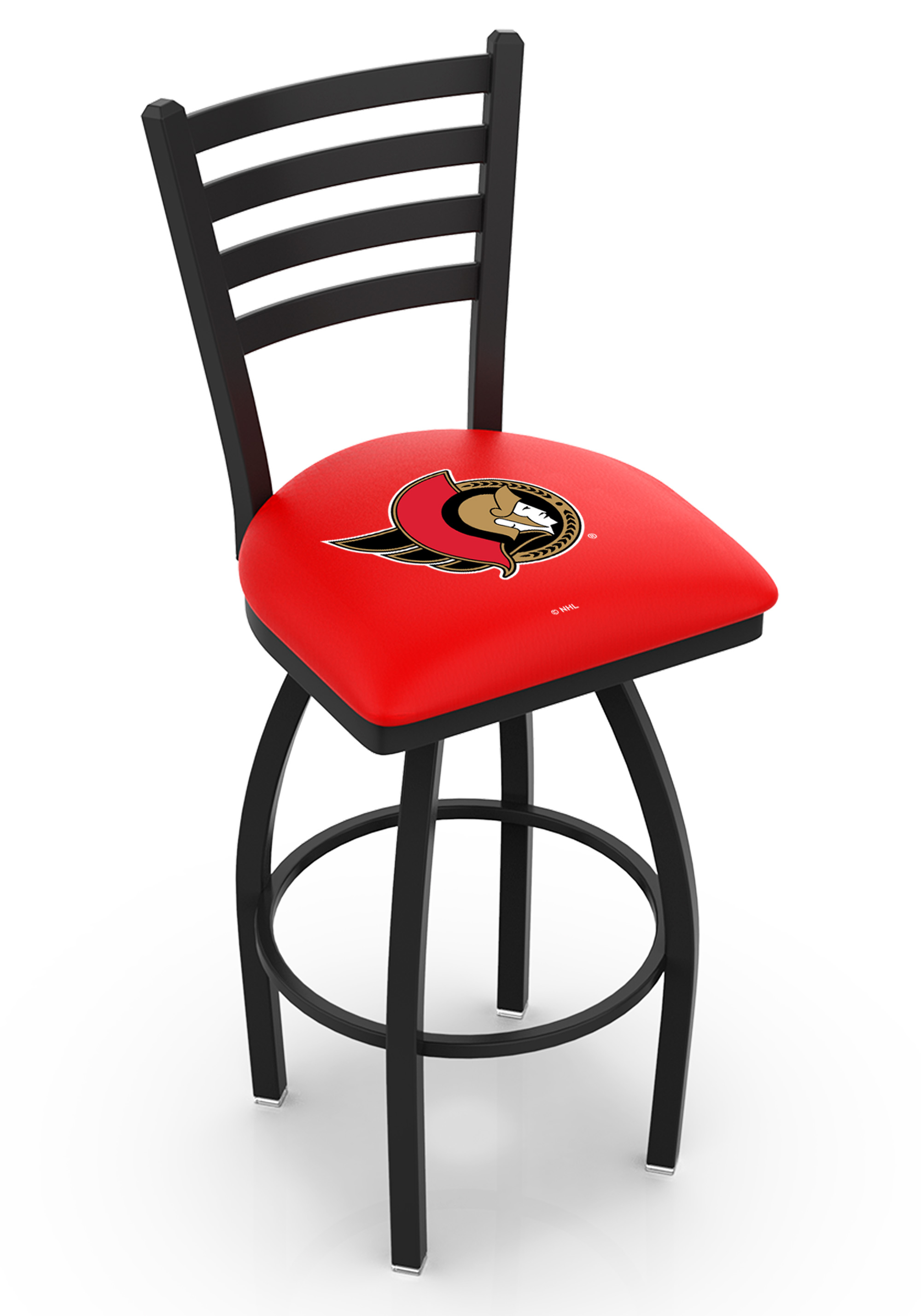 L014 - 25" Black Wrinkle Ottawa Senators Swivel Bar Stool with Ladder Style Back by  Co.