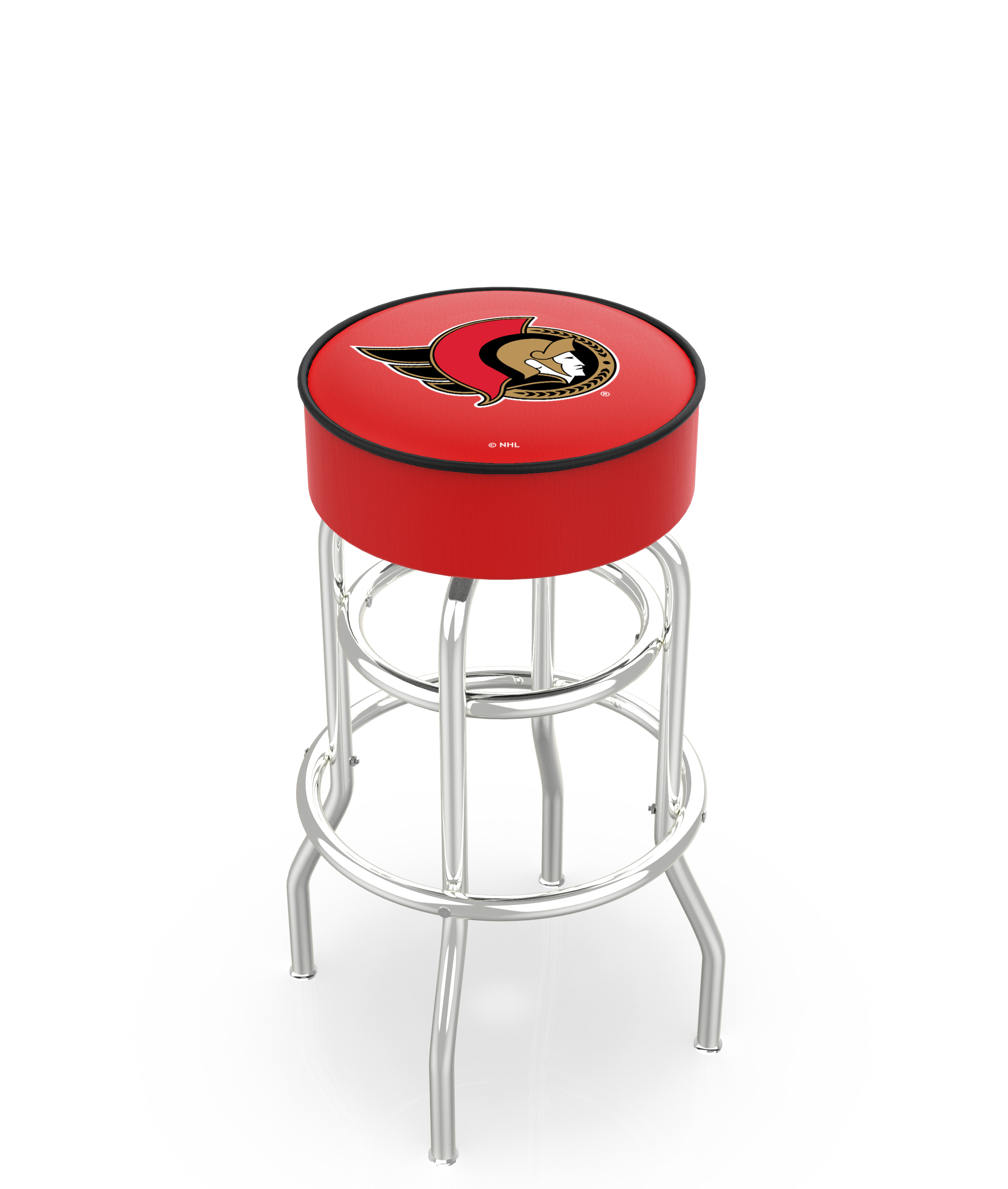25" L7C1 - 4" Ottawa Senators Cushion Seat with Double-Ring Chrome Base Swivel Bar Stool by  Company