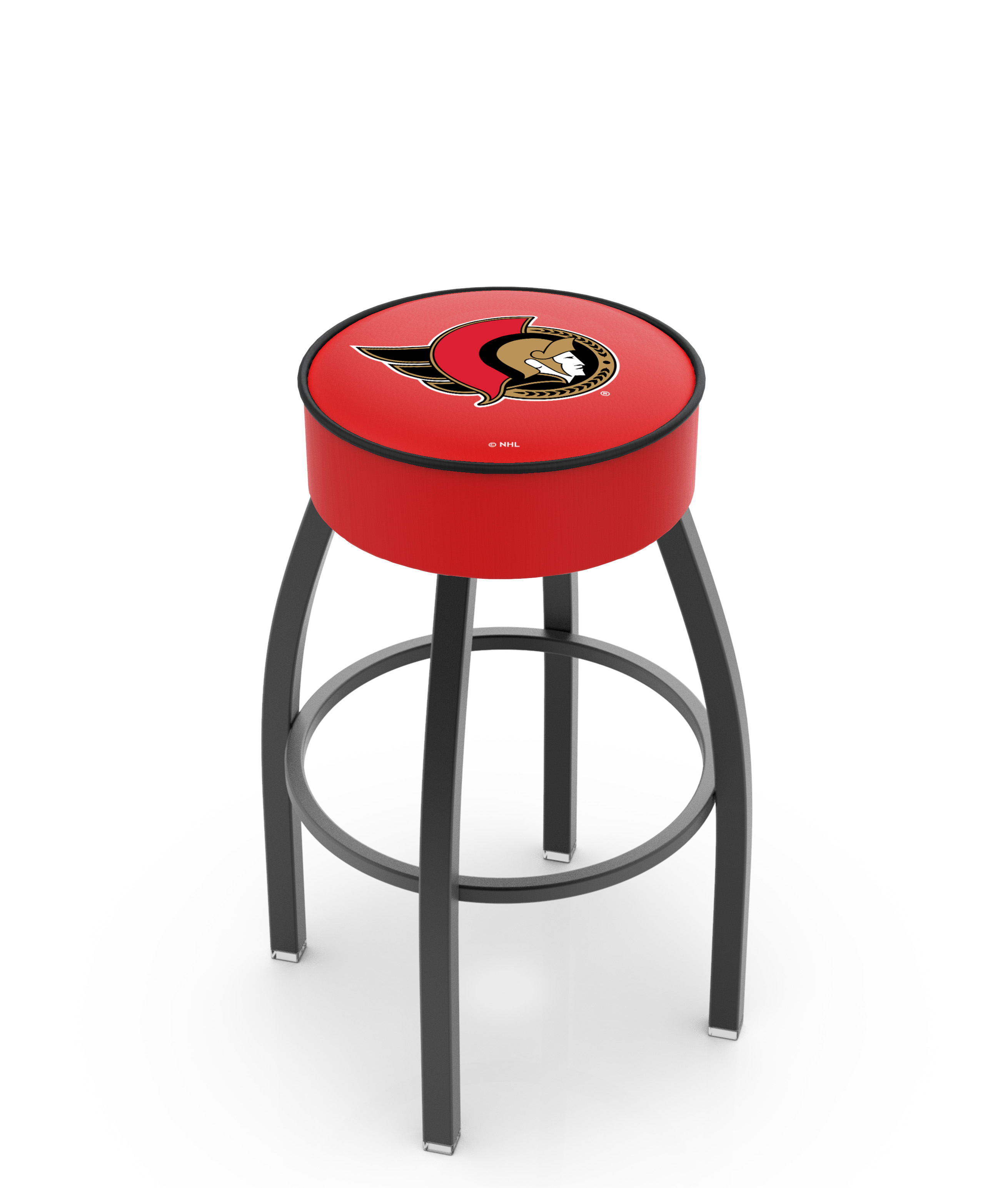 30" L8B1 - 4" Ottawa Senators Cushion Seat with Black Wrinkle Base Swivel Bar Stool by  Company