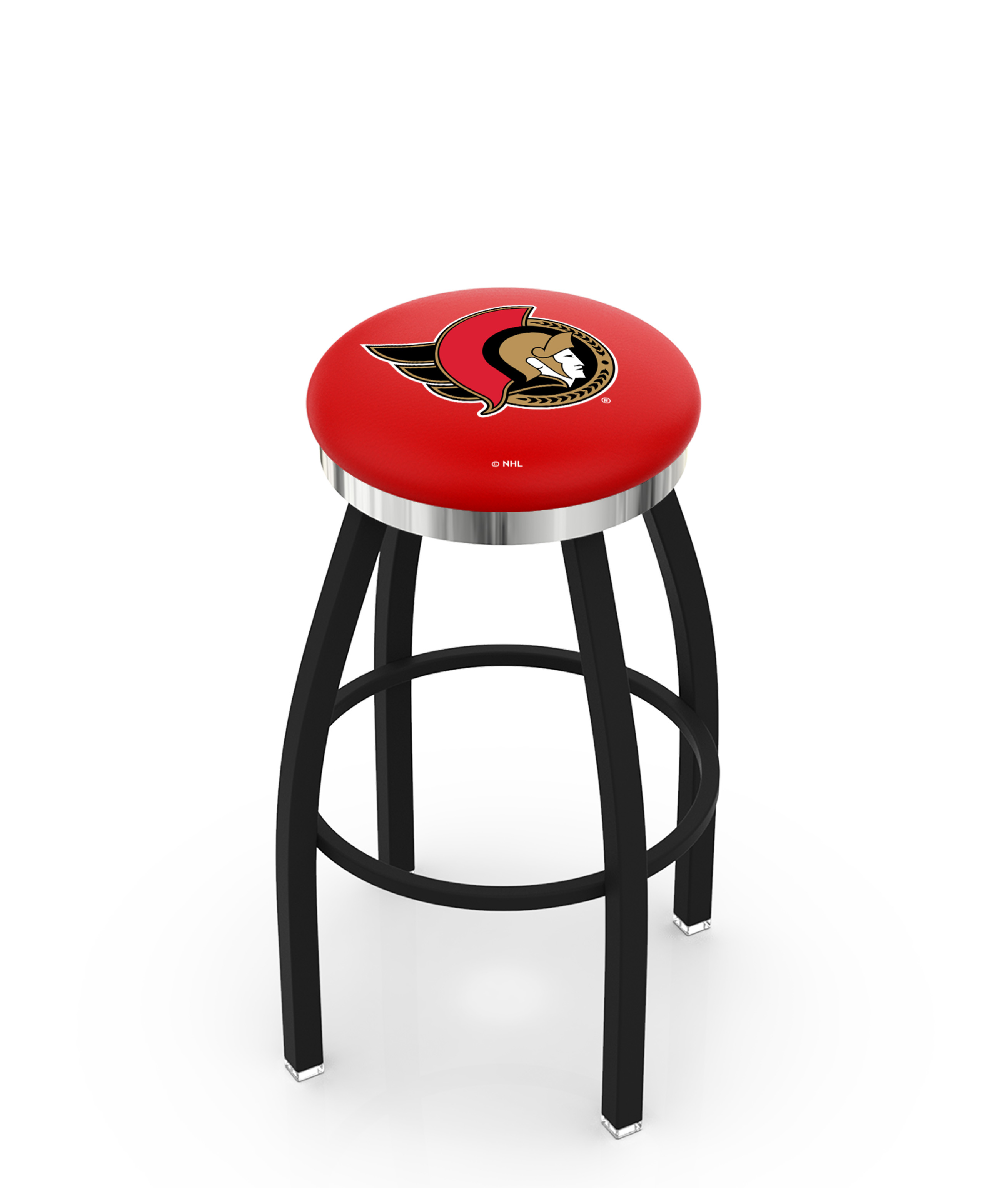 30" L8B2C - Black Wrinkle Ottawa Senators Swivel Bar Stool with Chrome Accent Ring by  Company