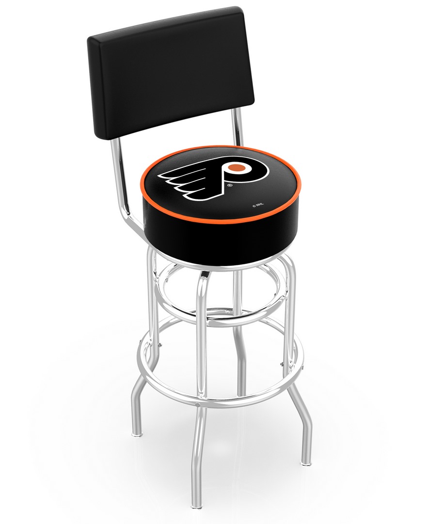 30" L7C4 - Chrome Double Ring Philadelphia Flyers Swivel Bar Stool with a Back by  Company