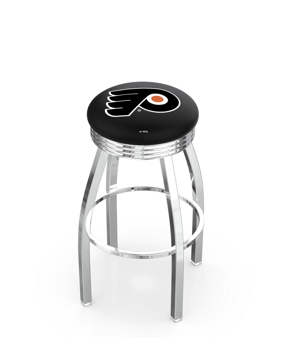 25" L8C3C - Chrome Philadelphia Flyers Swivel Bar Stool with 2.5" Ribbed Accent Ring by  Company