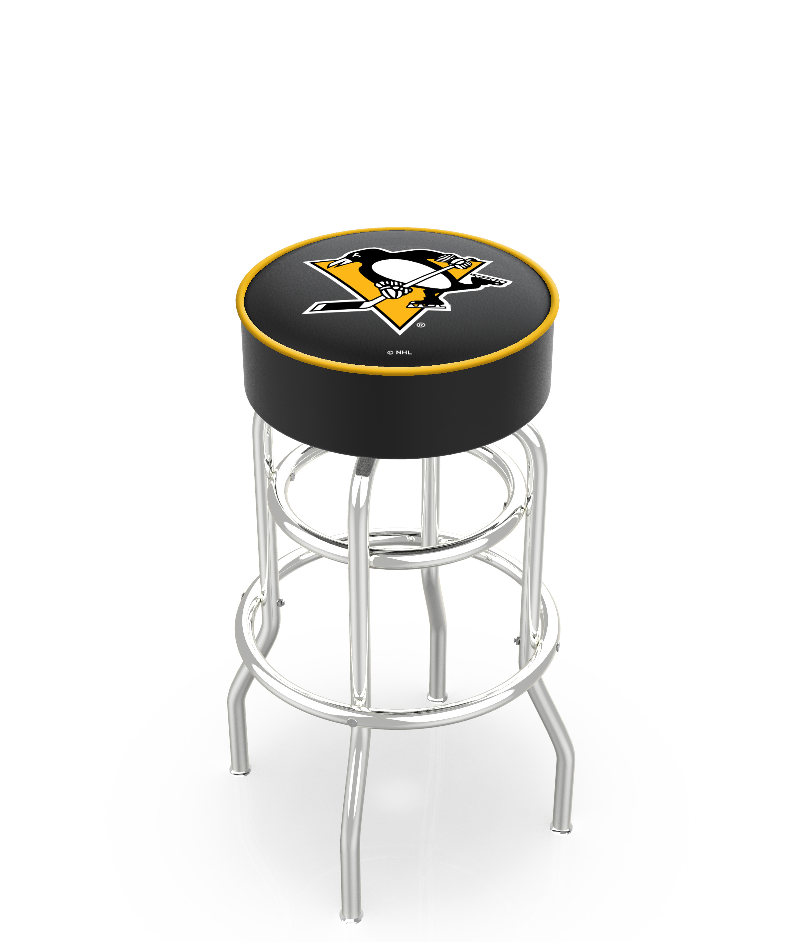 25" L7C1 - 4" Pittsburgh Penguins Cushion Seat with Double-Ring Chrome Base Swivel Bar Stool by  Company