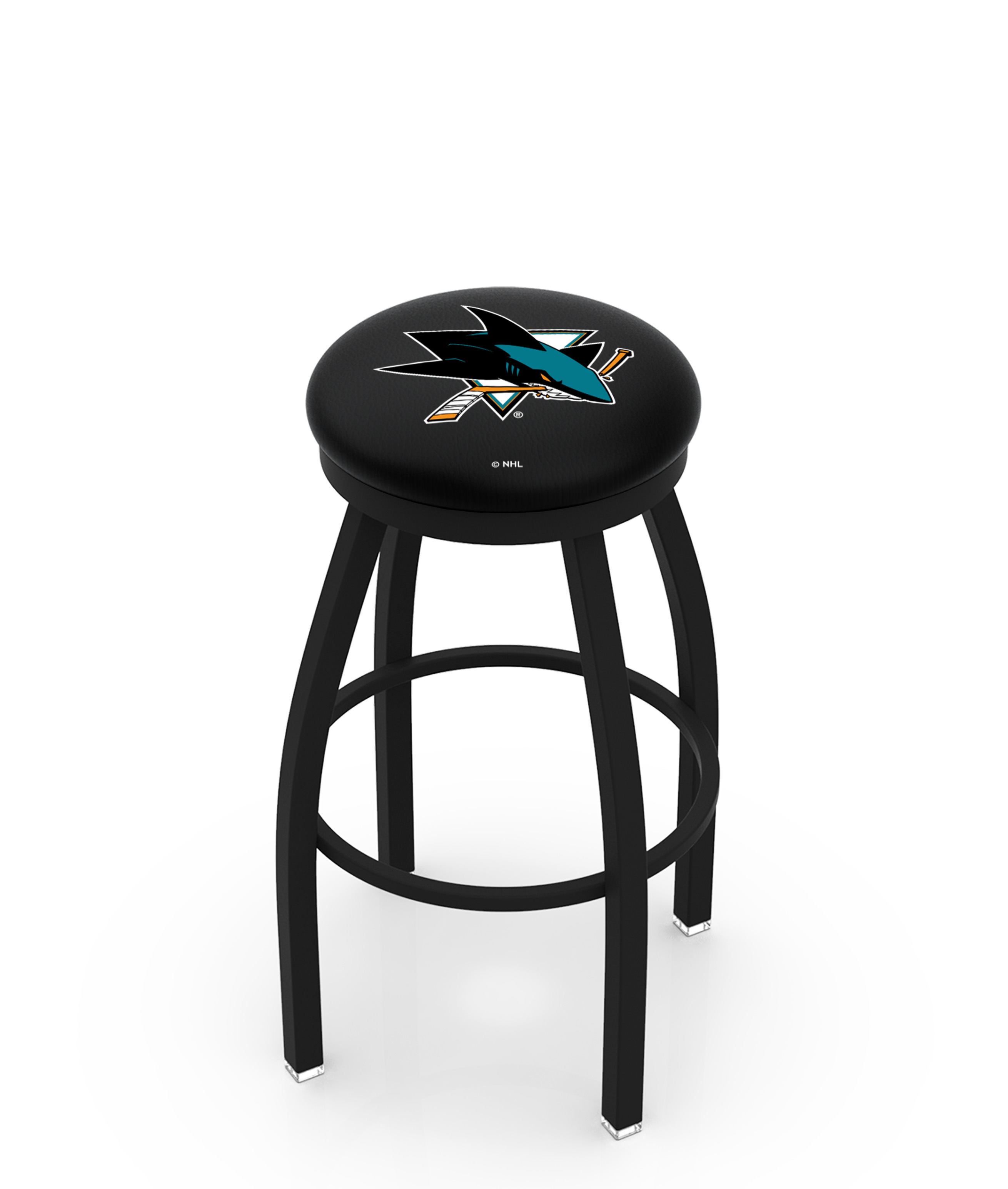 25" L8B2B - Black Wrinkle San Jose Sharks Swivel Bar Stool with Accent Ring by  Company