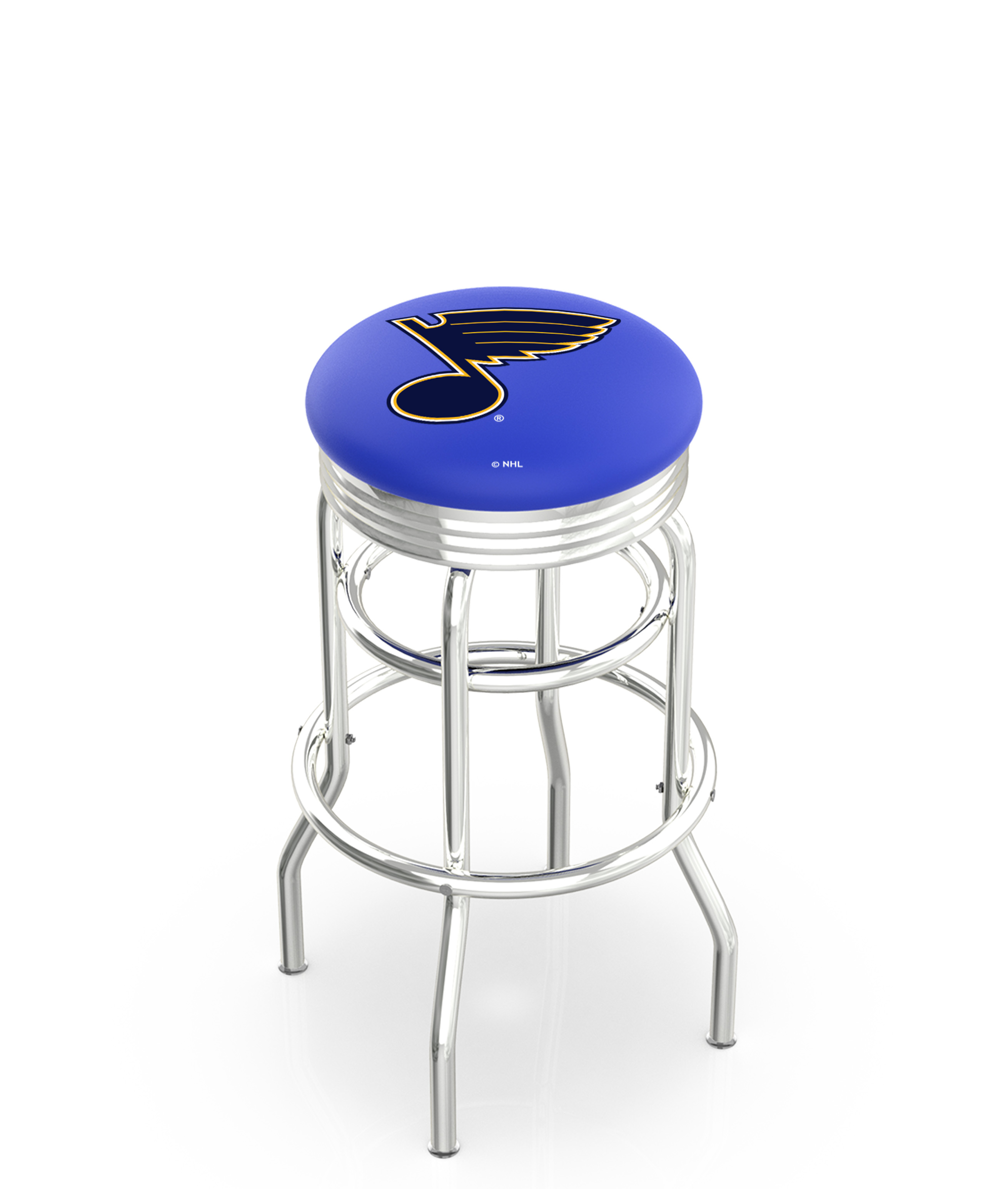 30" L7C3C - Chrome Double Ring St Louis Blues Swivel Bar Stool with 2.5" Ribbed Accent Ring by  Company