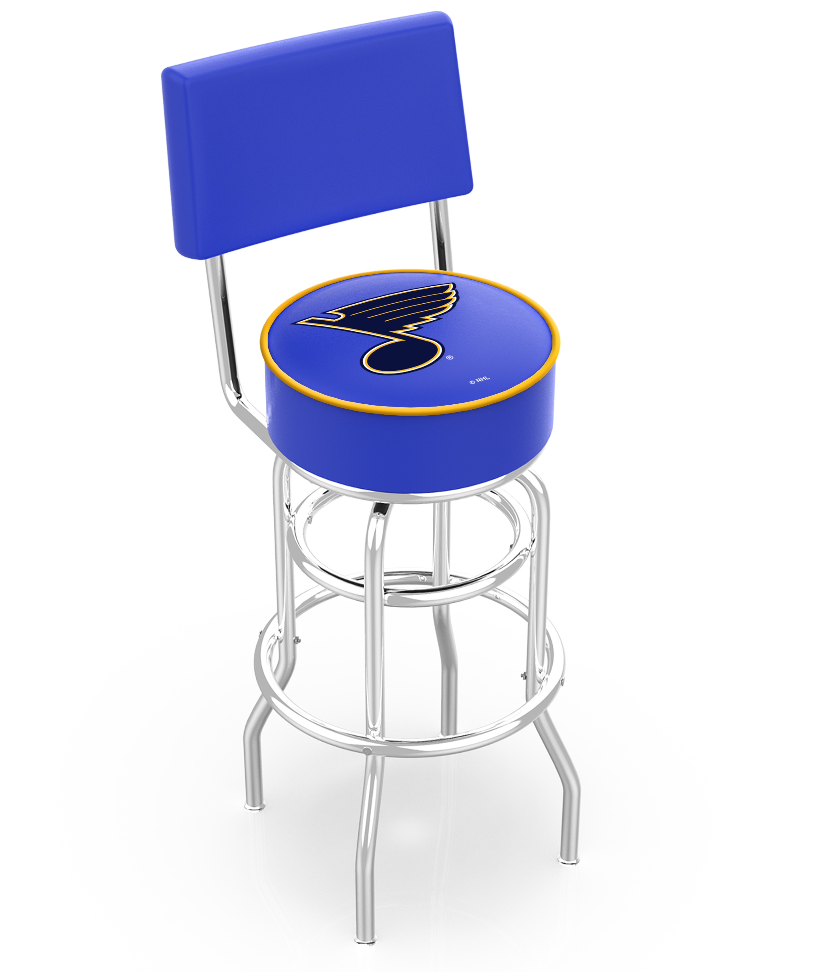 30" L7C4 - Chrome Double Ring St Louis Blues Swivel Bar Stool with a Back by  Company