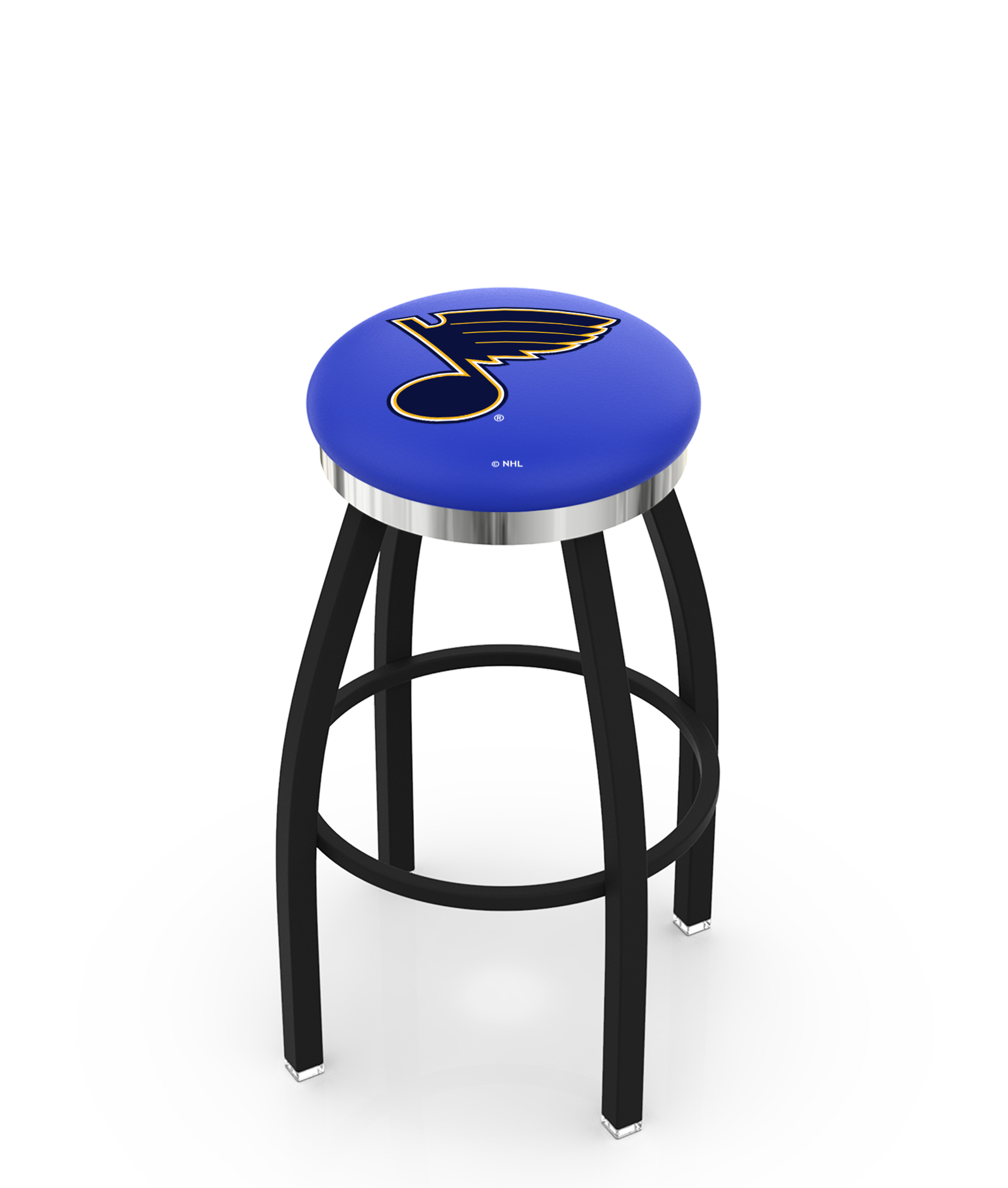 30" L8B2C - Black Wrinkle St Louis Blues Swivel Bar Stool with Chrome Accent Ring by  Company