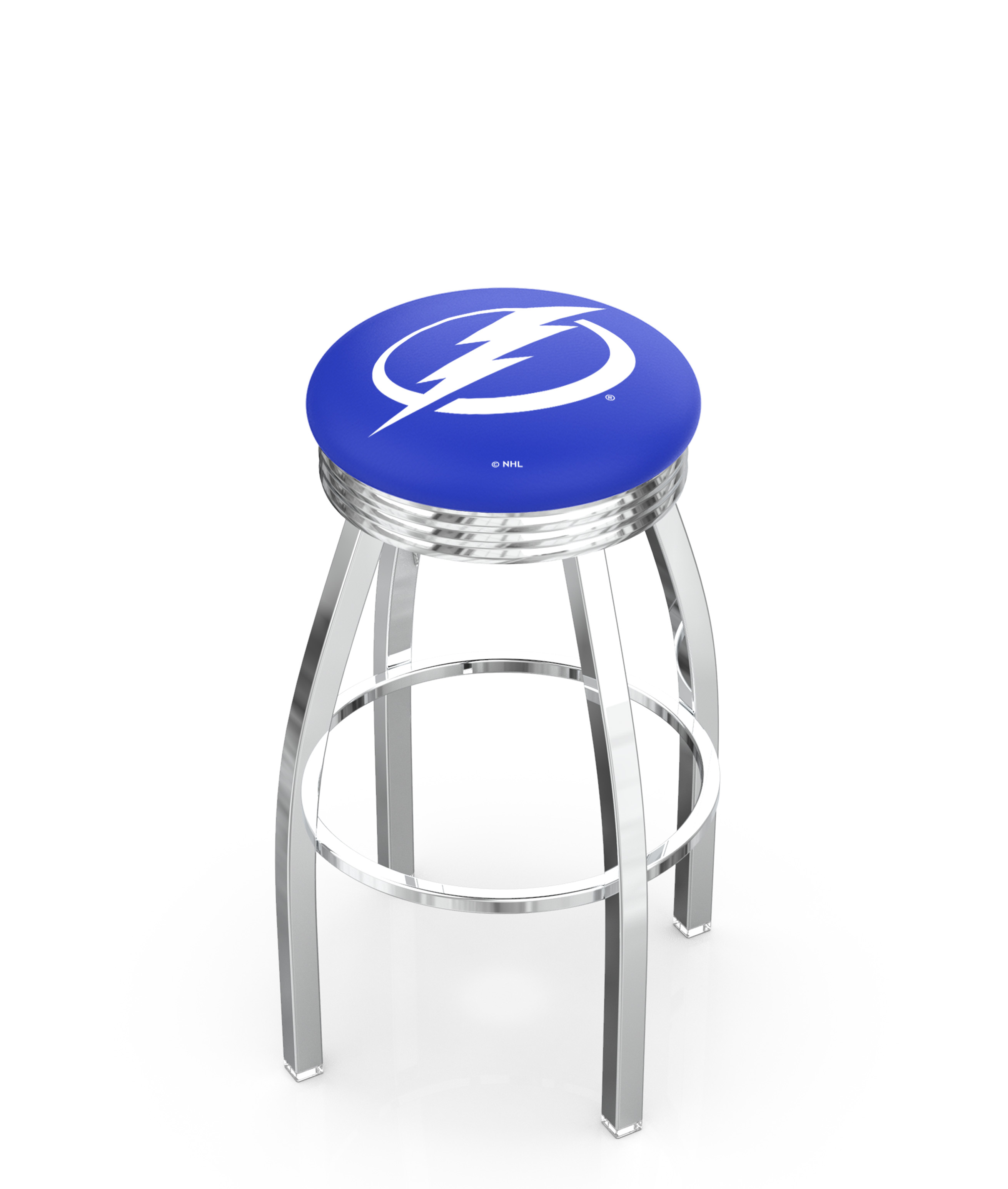 30" L8C3C - Chrome Tampa Bay Lightning Swivel Bar Stool with 2.5" Ribbed Accent Ring by  Company