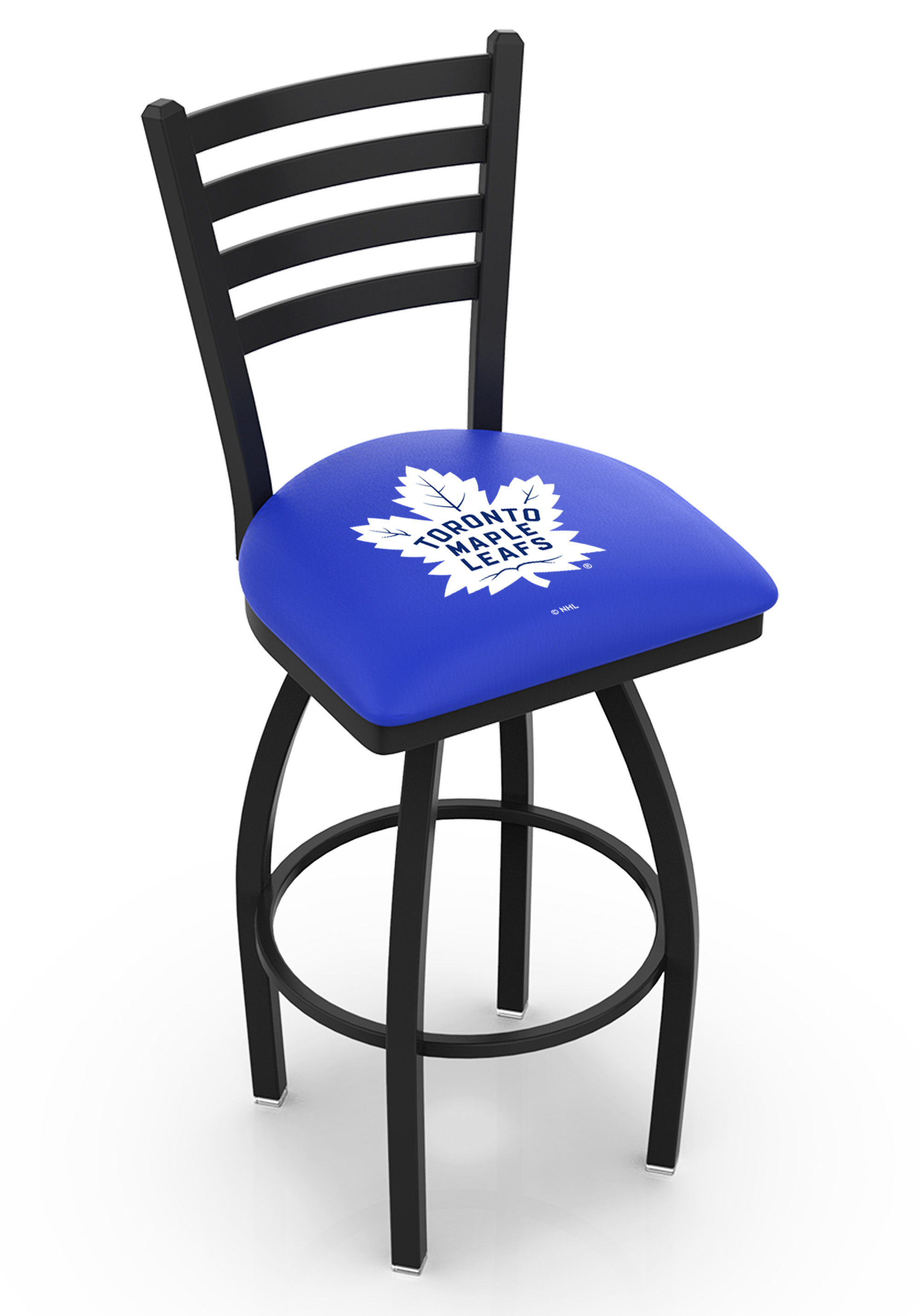 L014 - 25" Black Wrinkle Toronto Maple Leafs Swivel Bar Stool with Ladder Style Back by  Co.