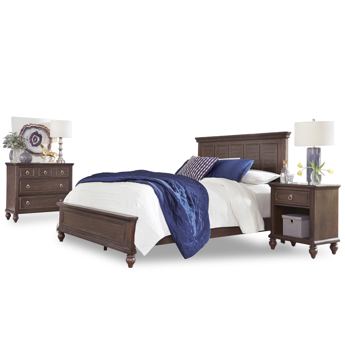 Picture of Homestyles 5503-5021 Marie Queen Size Bed with Nightstand & Chest&#44; Brown