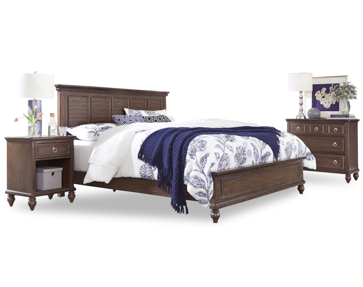 Picture of Homestyles 5503-6021 Marie King Size Bed with Nightstand & Chest&#44; Brown