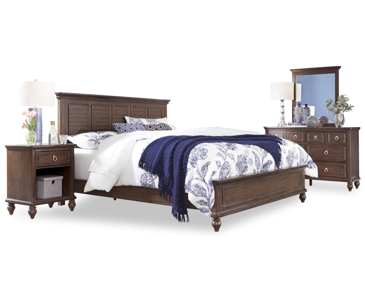 Picture of Homestyles 5503-6022 Marie King Size Bed&#44; Nightstand & Dresser with Mirror - Brown