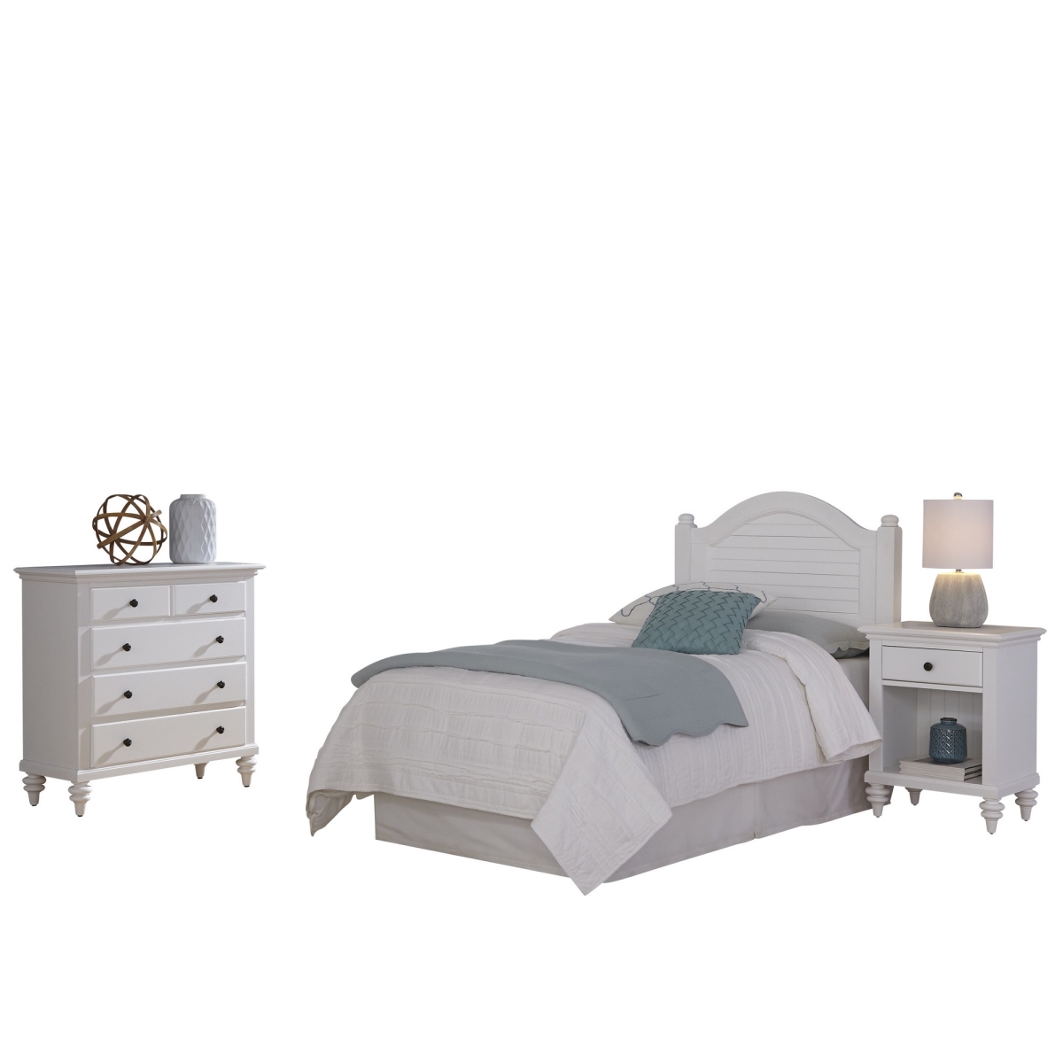 Picture of Homestyles 5543-4016 Penelope Twin Size Headboard with Nightstand & Chest&#44; Off-White