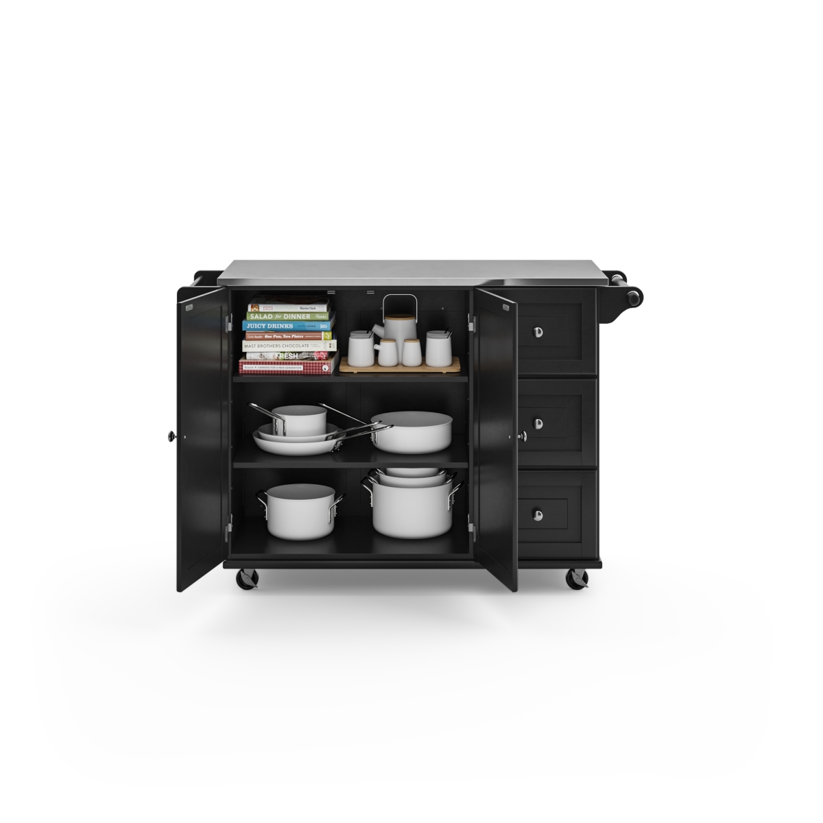 Picture of Homestyles 4513-95 Blanche Kitchen Cart, Black - 36 x 53.5 x 18 in.