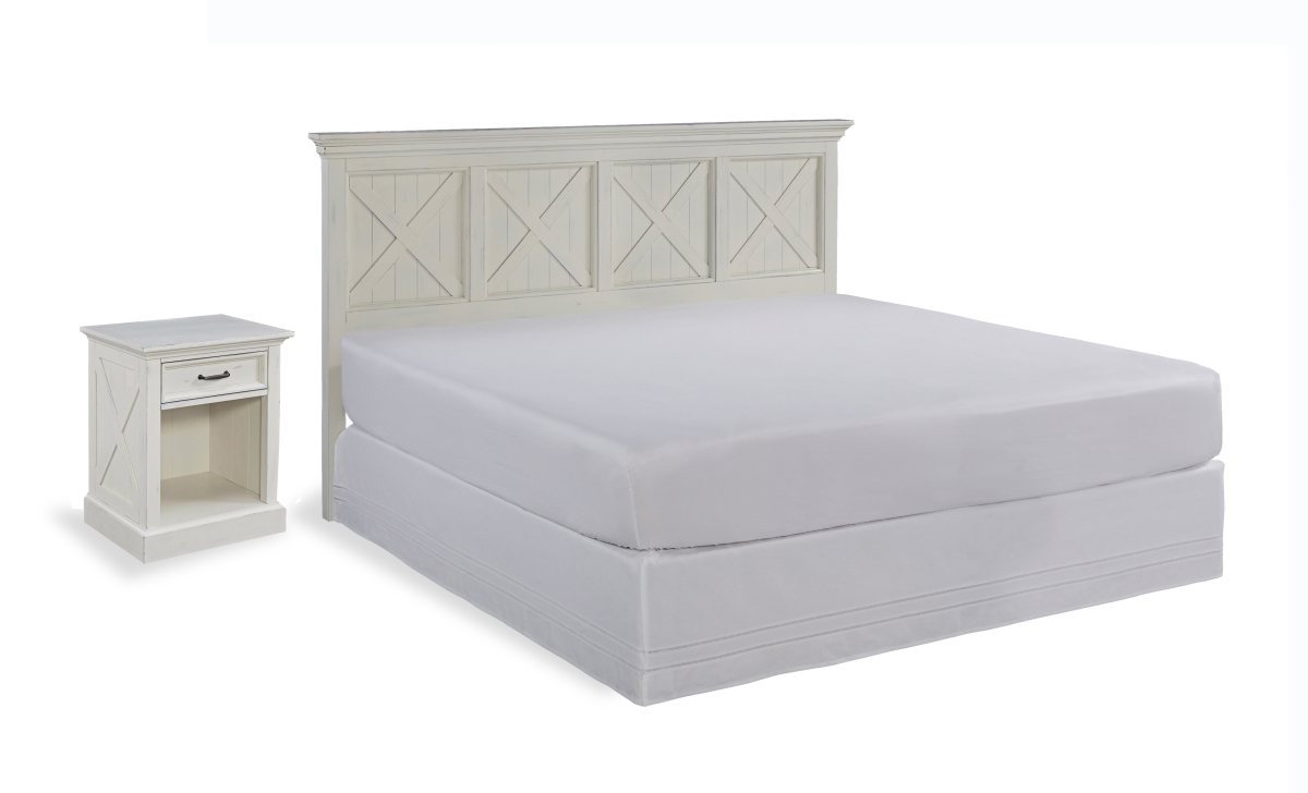 Homestyles 5523-6015 Bay Lodge King Size Headboard & Nightstand, Off-White -  GSI Homestyles