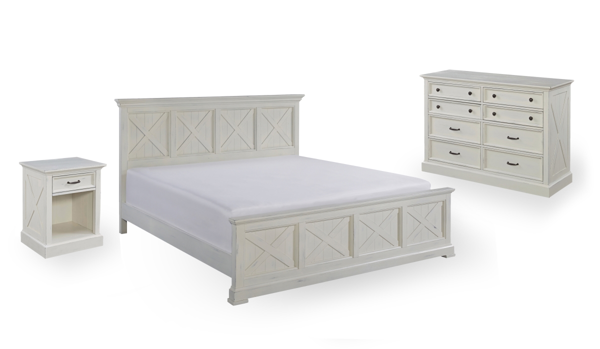 Picture of Homestyles 5523-6021 Bay Lodge King Size Bed with Nightstand & Chest&#44; Off-White