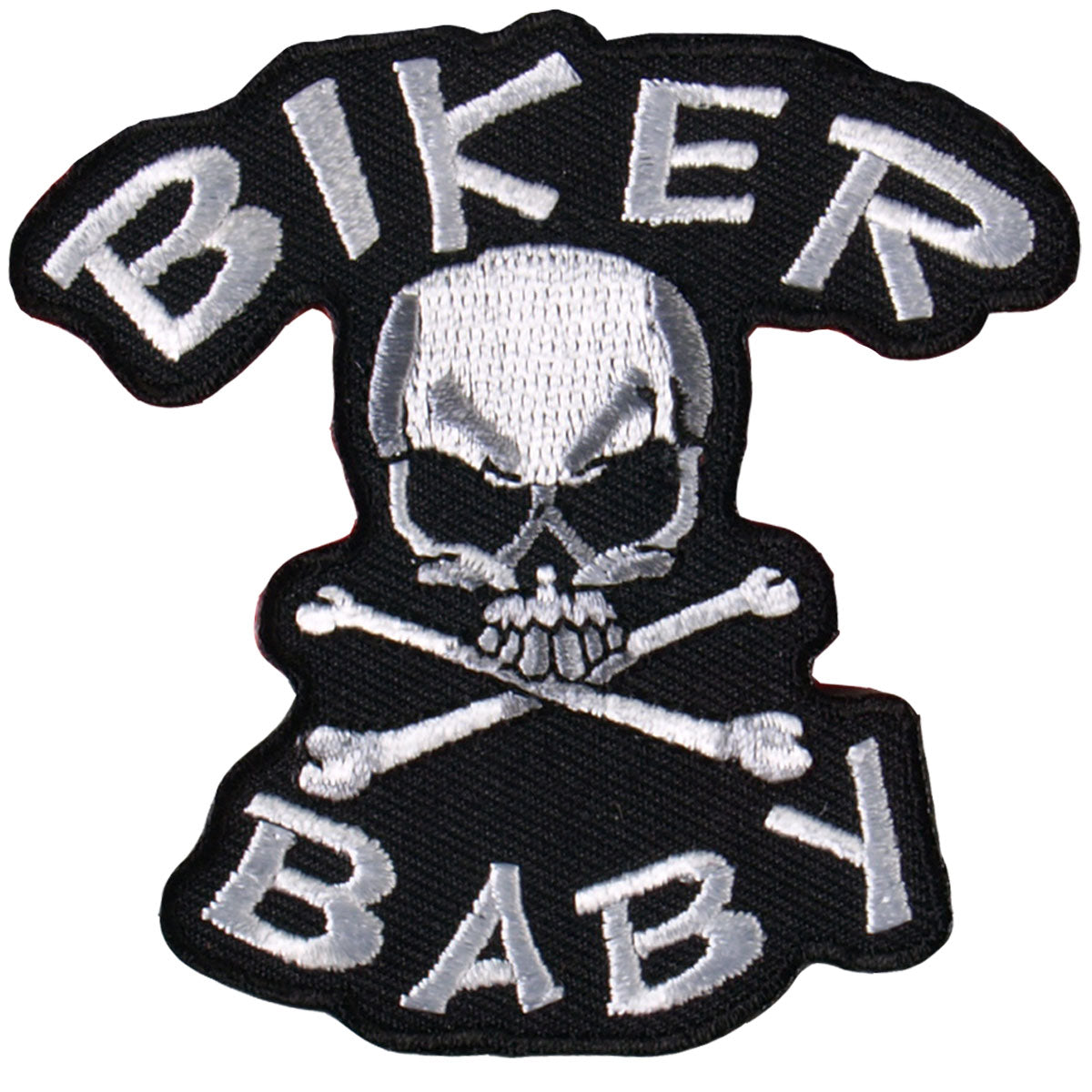 PPA2062 3 x 3 in. Biker Baby Skull N Bone Patch - Black & White