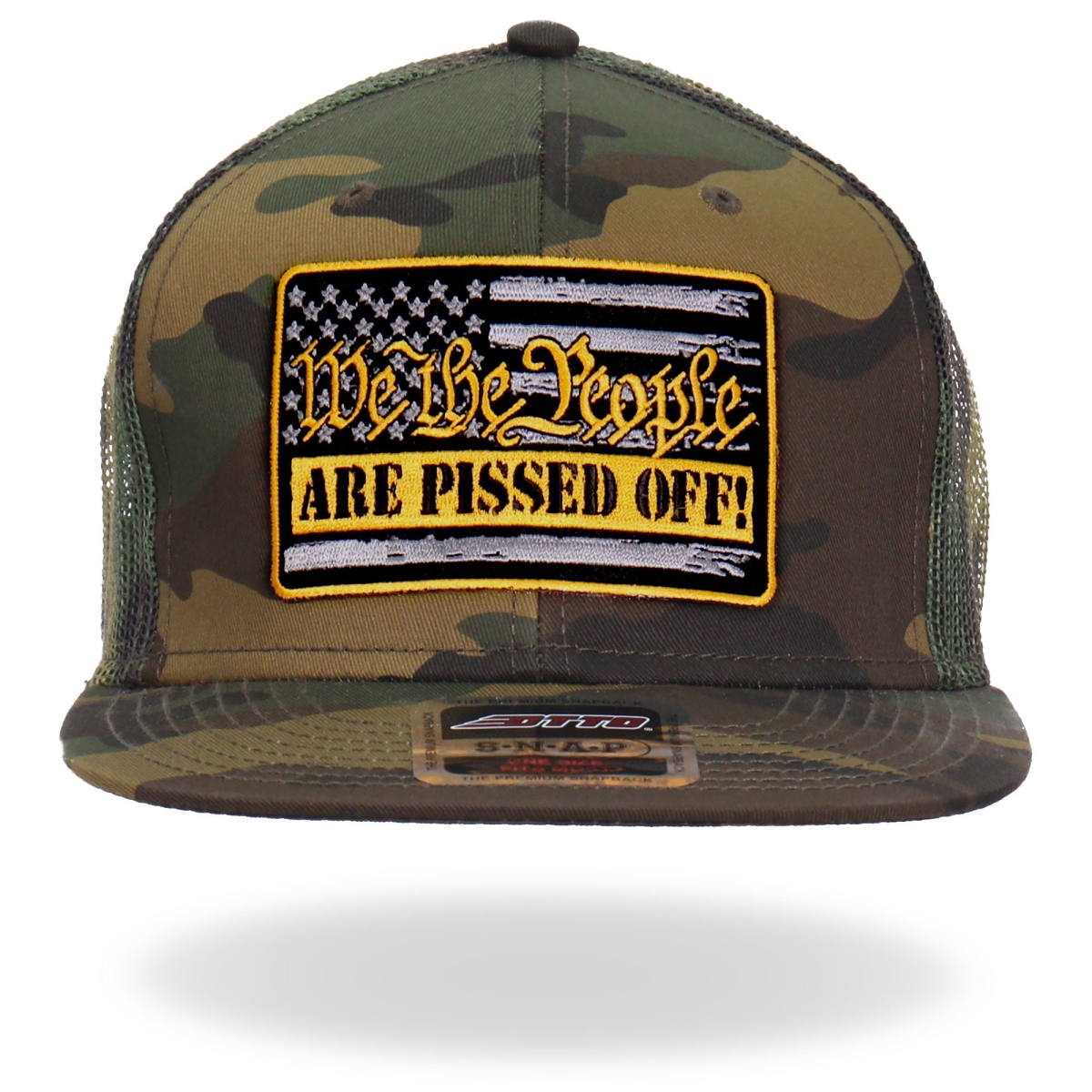 GSH2028 We the People Snapback Hat - Black & Camo - Adjustable Size