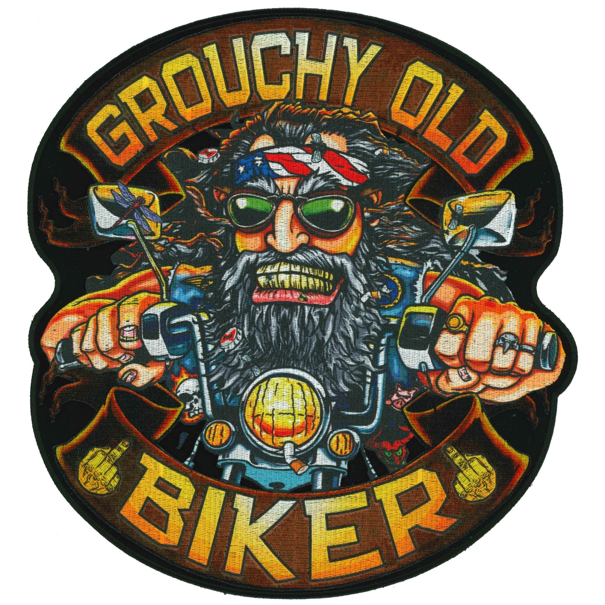 PPQ2079 10 x 11 in. Grouchy Biker Patch - Multi Color