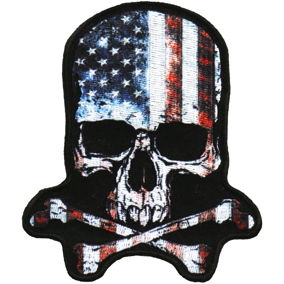 PPA9980 4 x 4 in. Skull American Flag Patch - Multi Color