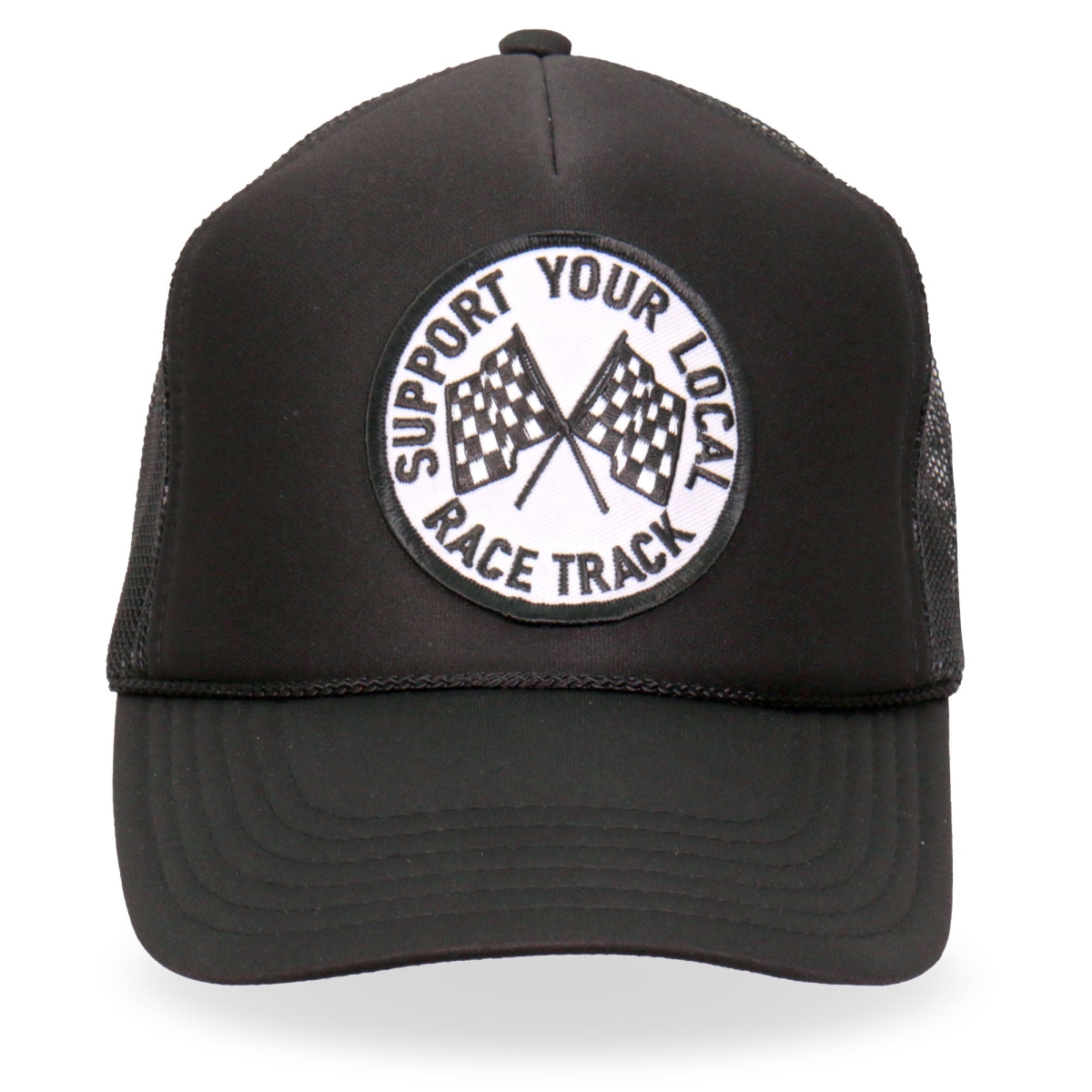 GSH1027 Support Your Local Race Track Trucker Hat - Black - Adjustable Size