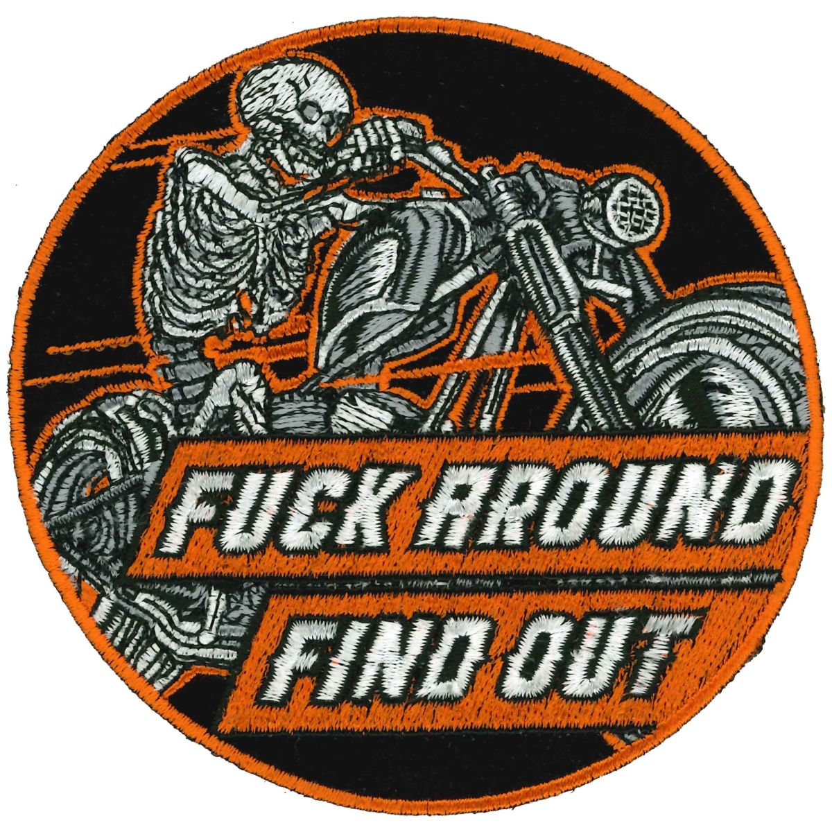 PPQ1743 4 x 4 in. F Around & Find Out Skeleton Circle Patch - Multi Color