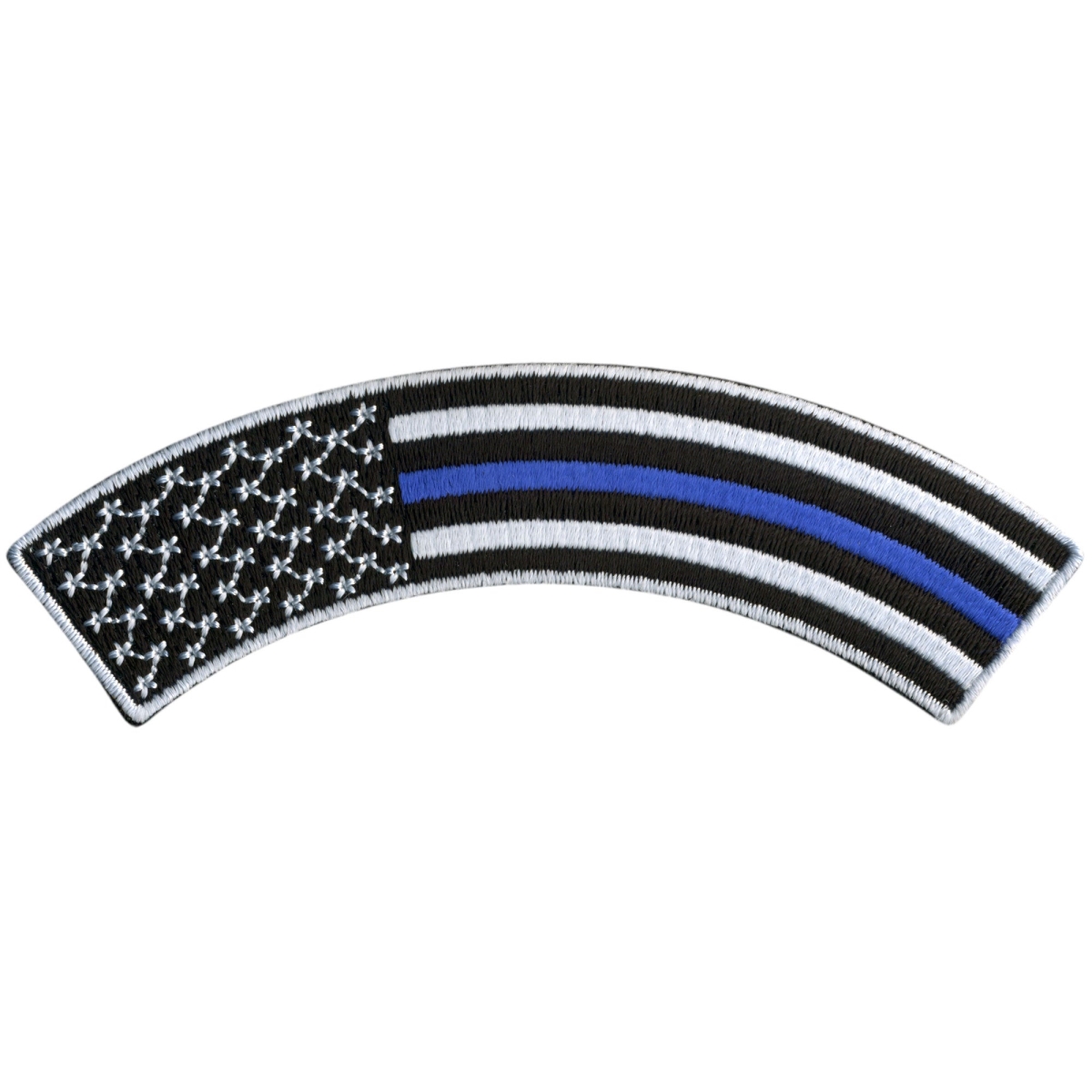 PPM4158 Thin Blue Line Top Rocker Patch - Multi Color - 4 x 1 in. - Heat-Sealed Backing