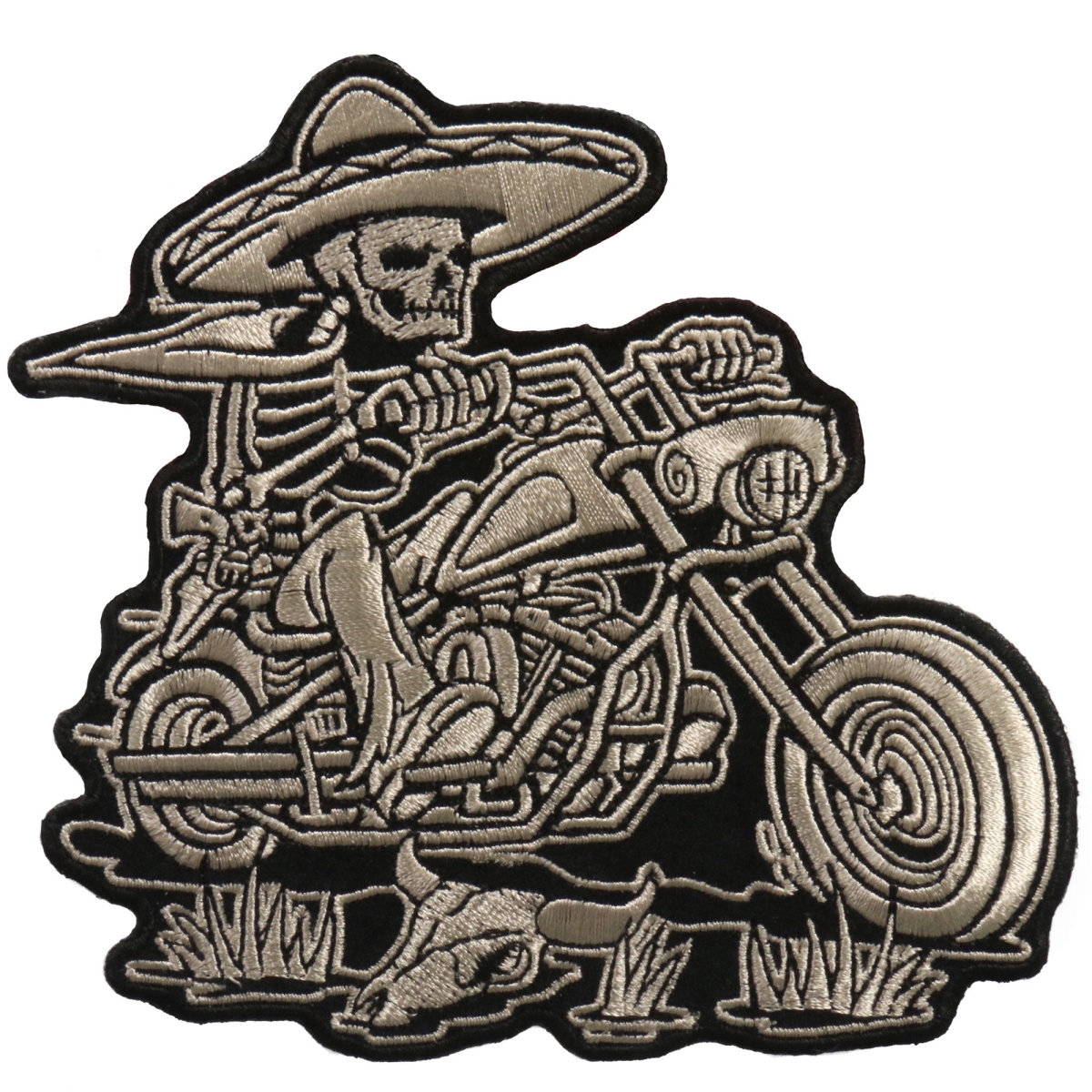 PPA6823 5 x 5 in. Sombrero Skeleton Rider Patch - Multi Color