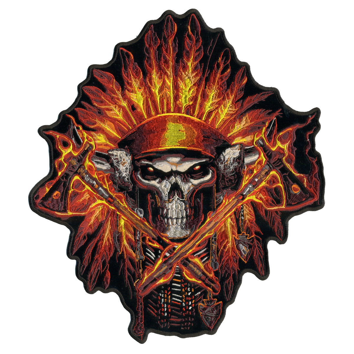 PPA7149 11 x 12 in. Flame Headdress Indian Patch - Multi Color