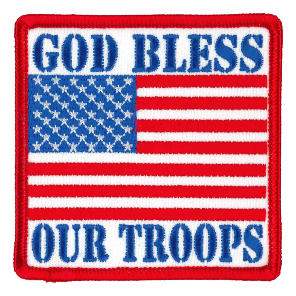 PPL9956 3 x 3 in. God Bless Our Troops Patch - Multi Color