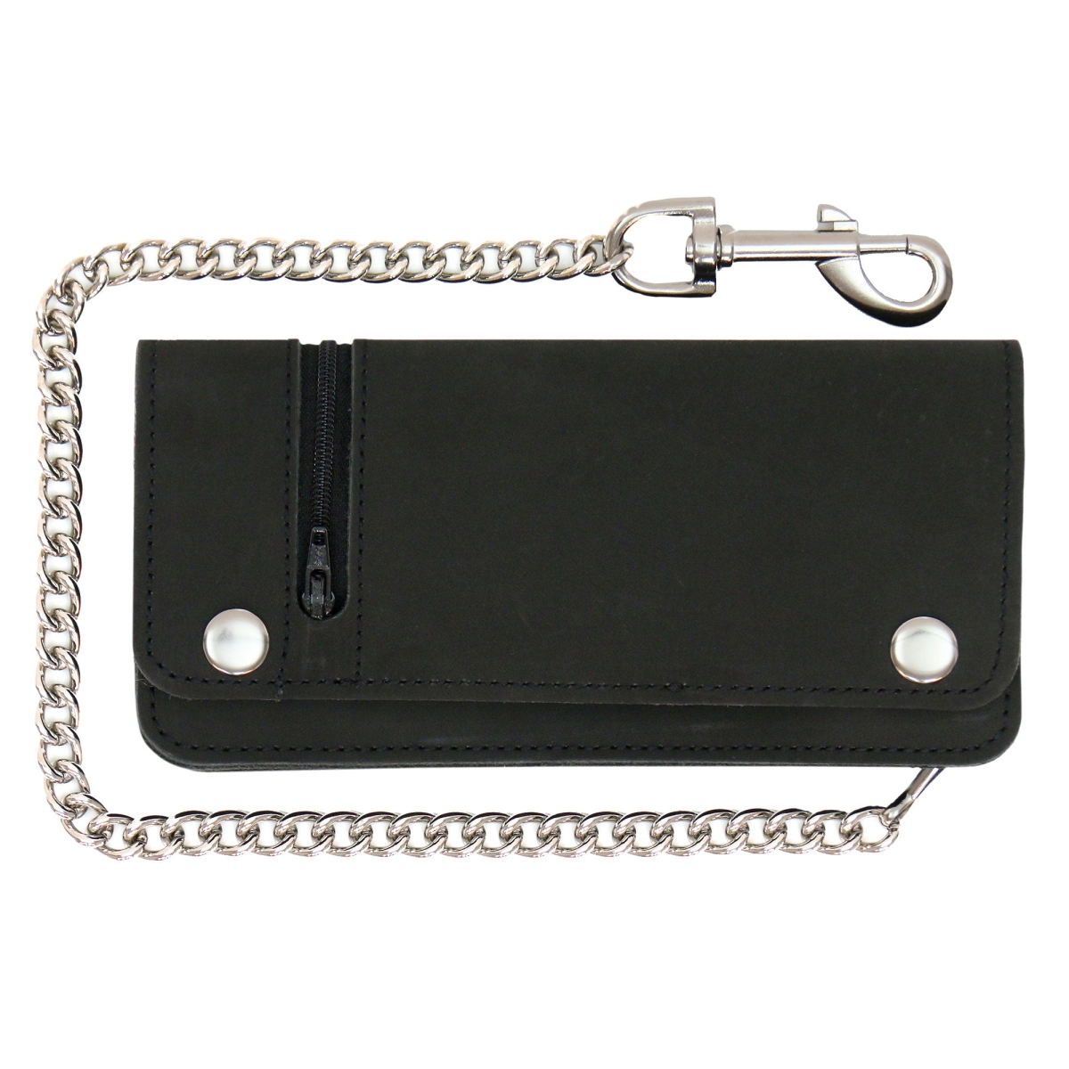 WLC3108 8 in. Bi-Fold with Zip Pockets Premium Leather Wallet - Black