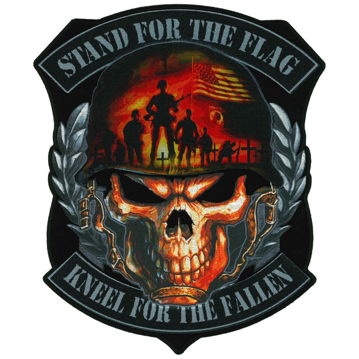 PPQ1769 10 x 12 in. Kneel for Fallen Military Patch - Multi Color