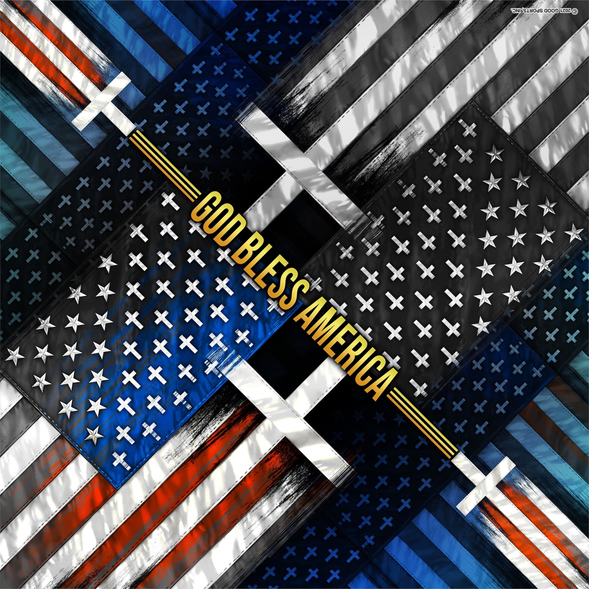 BAB1096 21 x 21 inch Flag Cross Bandana