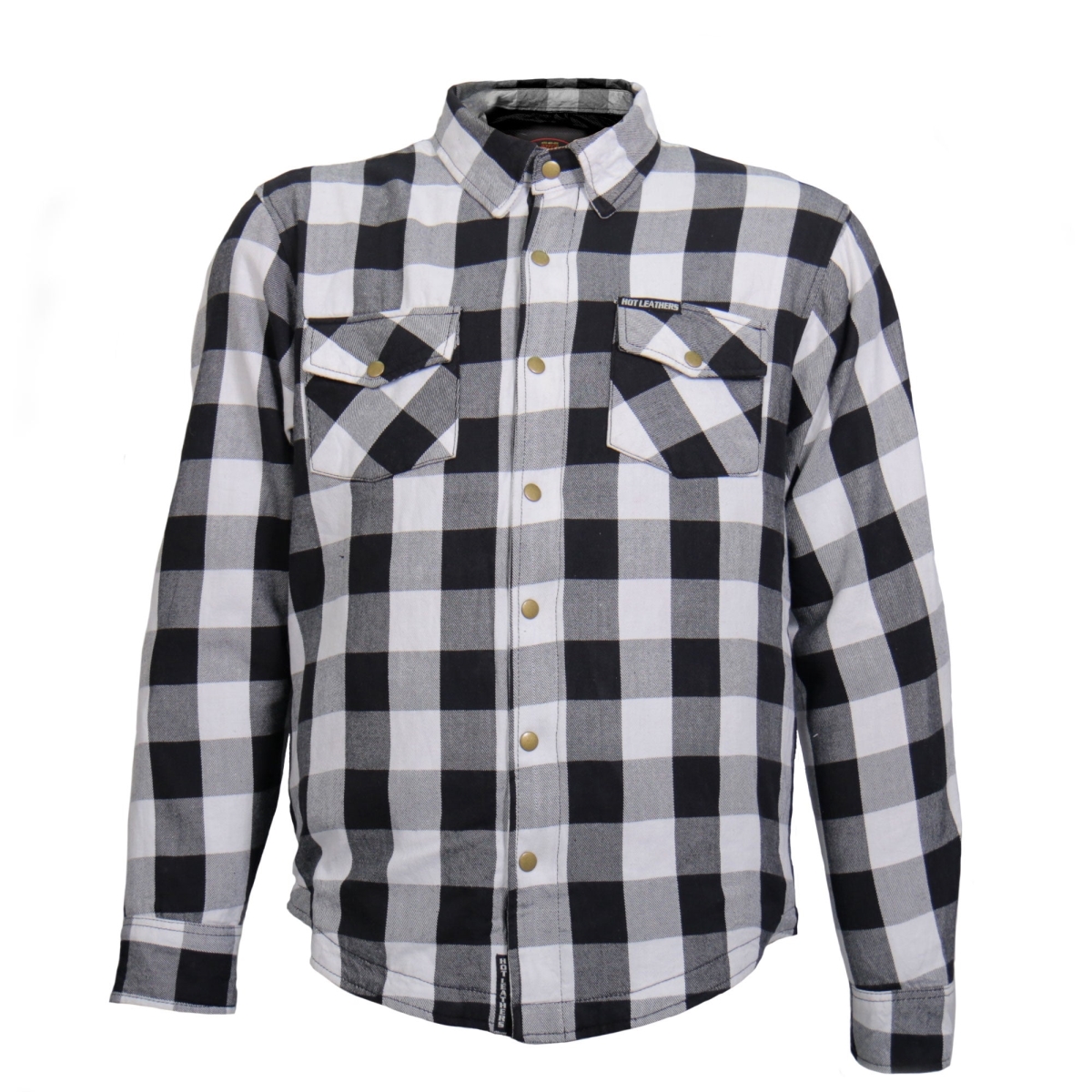 JKM3005 Men Motorcycle Armored Flannel Biker Jacket - White & Black - Small