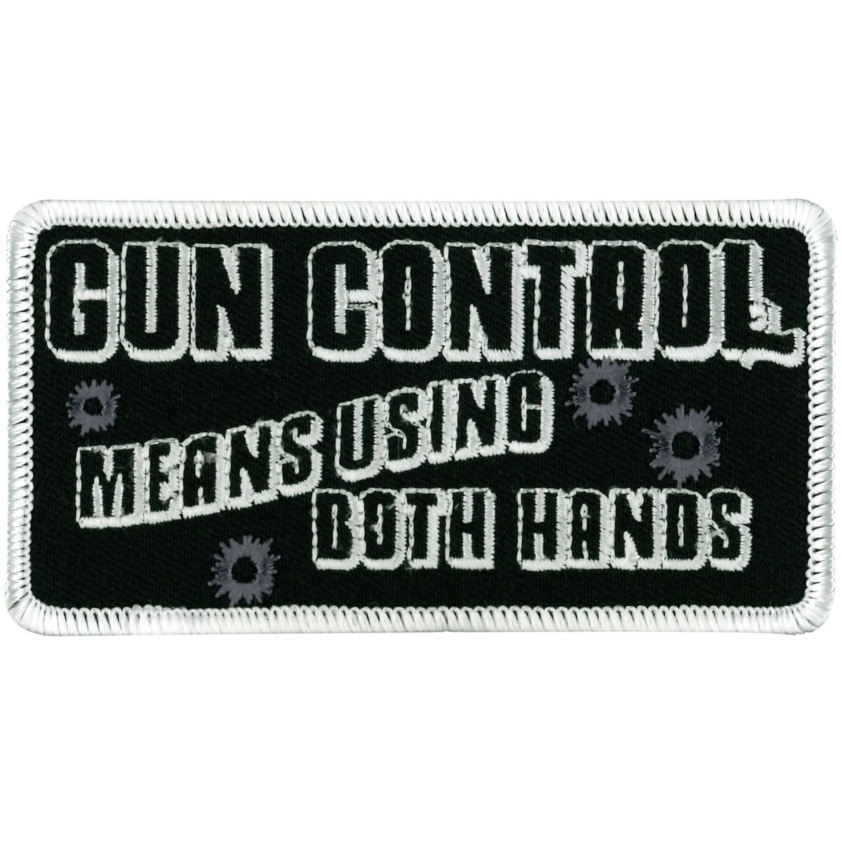 PPL9255 4 x 2 in. Gun Control Both Hands Patch - Black & White