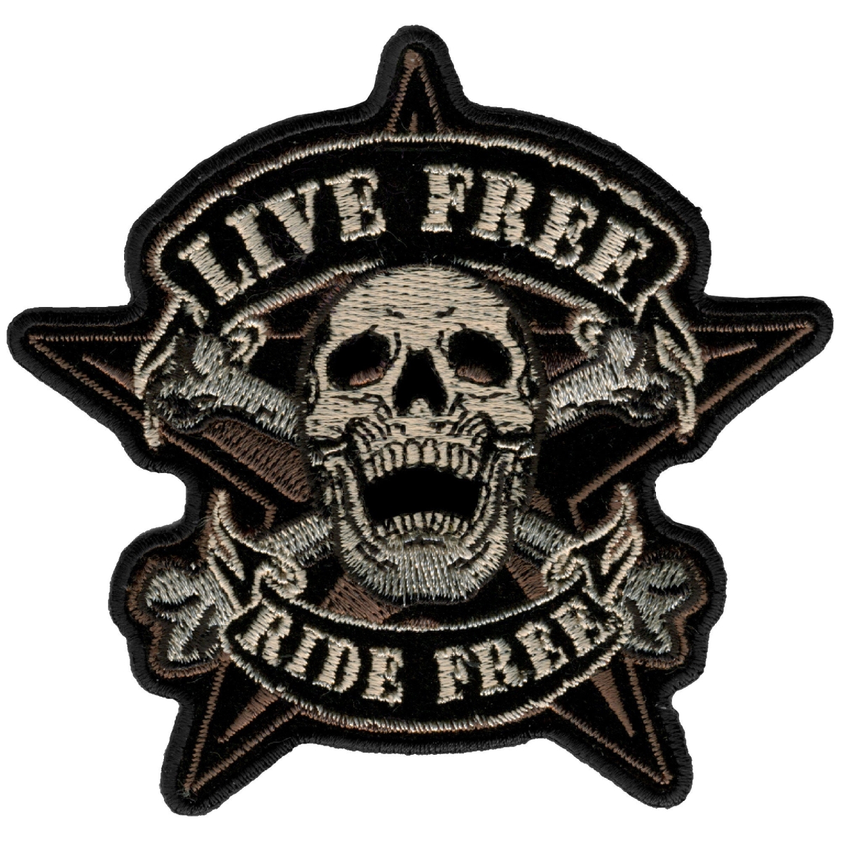 Picture of Hot Leathers PPA5100 4 x 4 in. Live Free Skull Biker Patch - Black & White