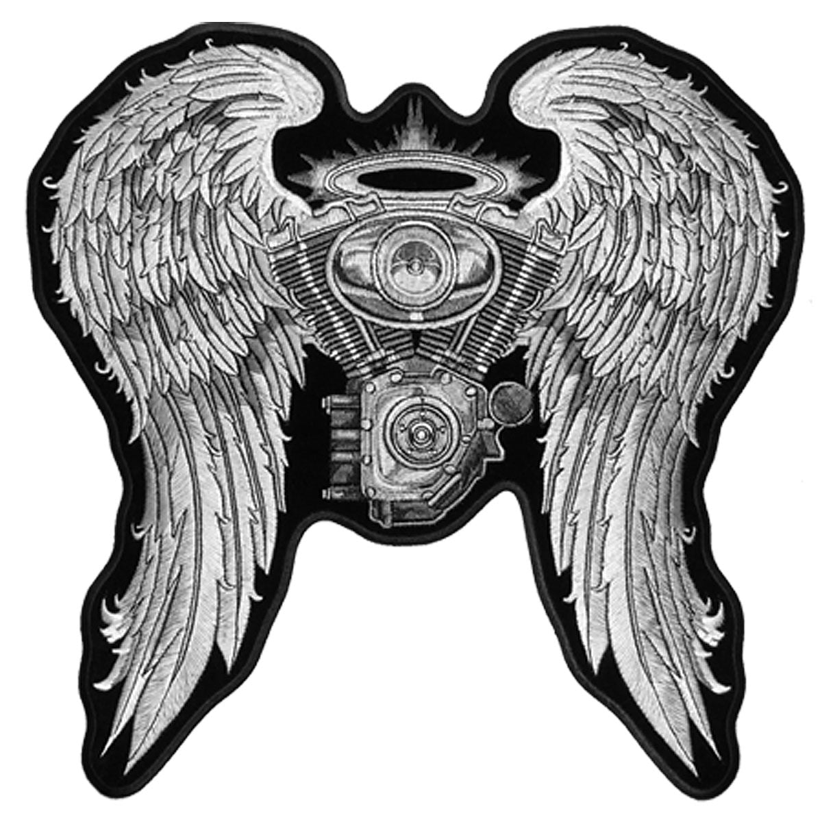PPA5197 10 x 10 in. Asphalt Angel Lady Biker Patch - Black & White