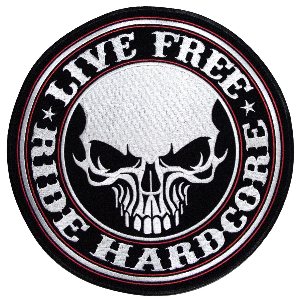 PPA5377 10 x 10 in. Live Free Ride Hardcore Skull Patch - Multi Color