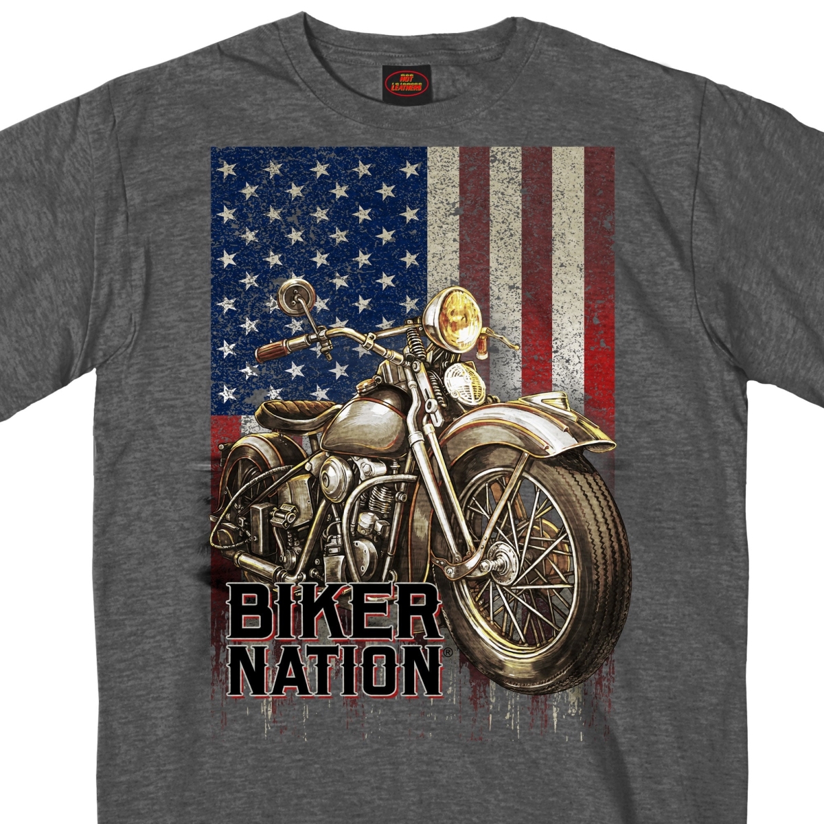 gms1462 Classic Cycle Flag Charcoal Mens T-Shirt - Heather Gray - Medium