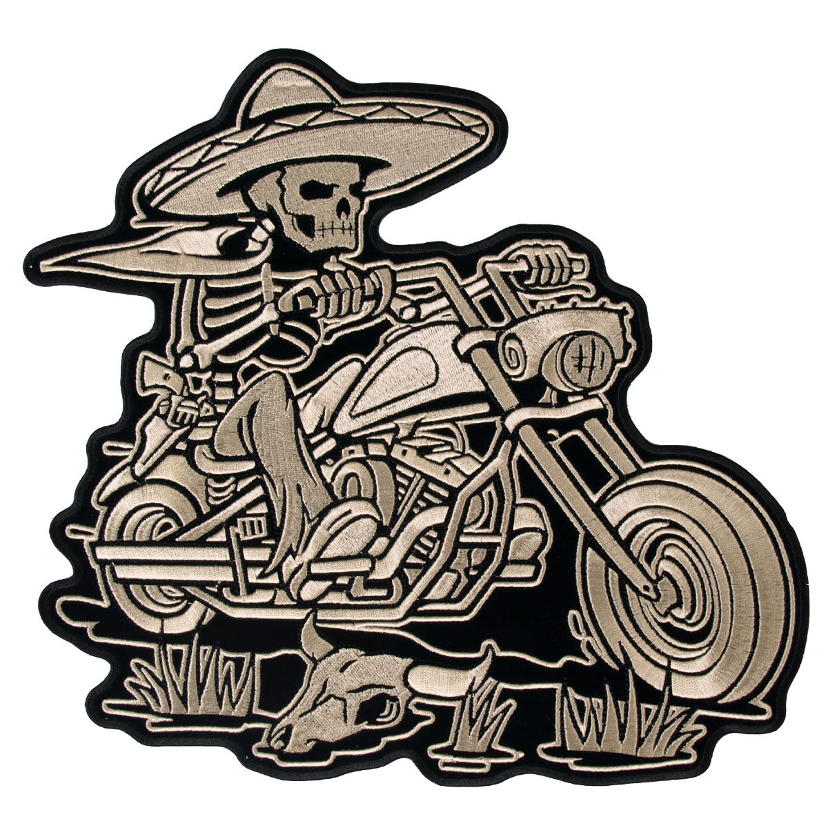 PPA6827 11 x 10 in. Sombrero Skeleton Rider Patch - Multi Color