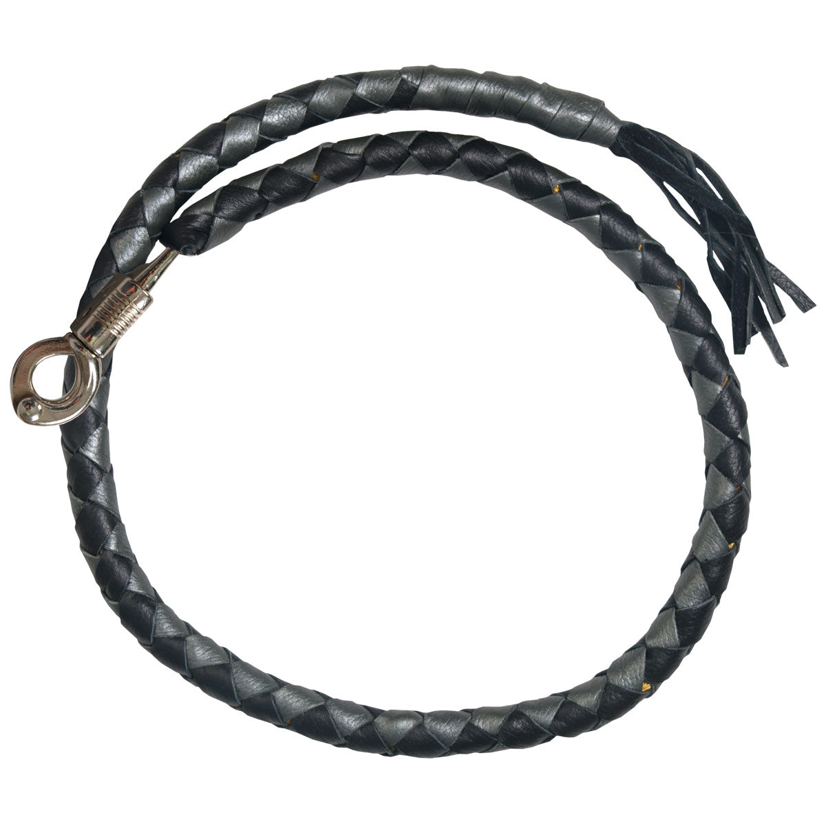 mwh1105 36 in. Get Back Genuine Leather Whip - Black & Silver