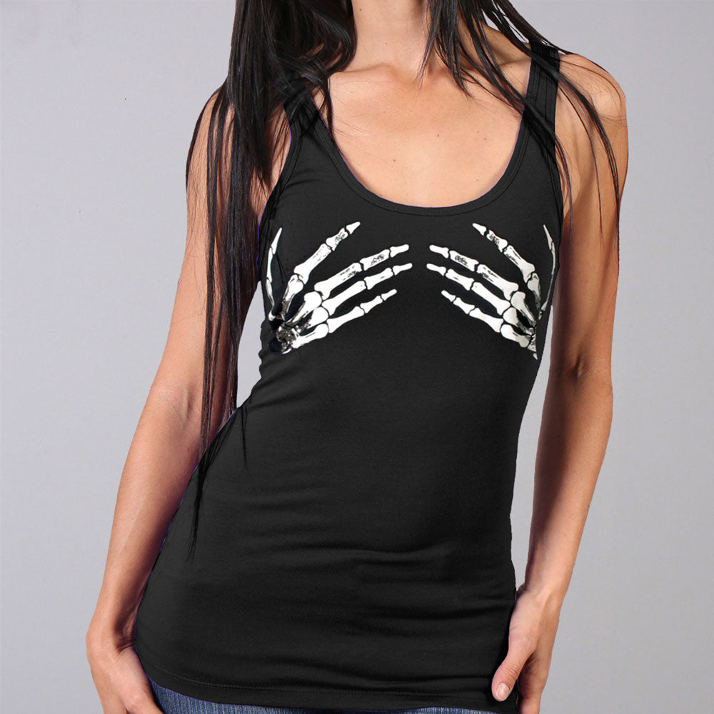 glr2074 Ladies Skeleton Hands Tank Top - Black - Small