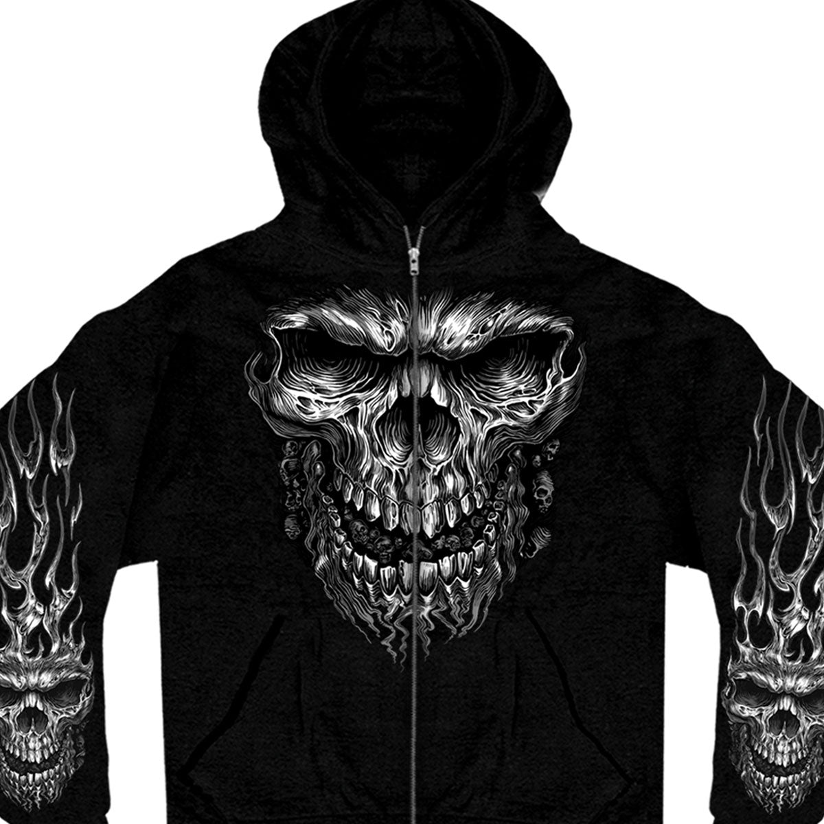 gmz4237 Mens Shredder Skull Hoodie with Zipper Closure - Black - Medium