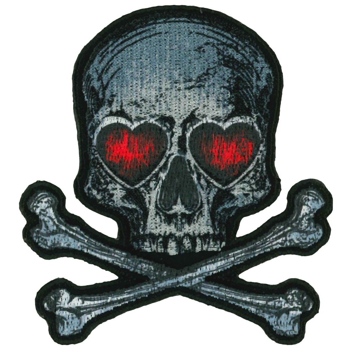 PPQ2133 3 x 3.5 in. Skull Bones Heart Eyes Patch - Multi Color