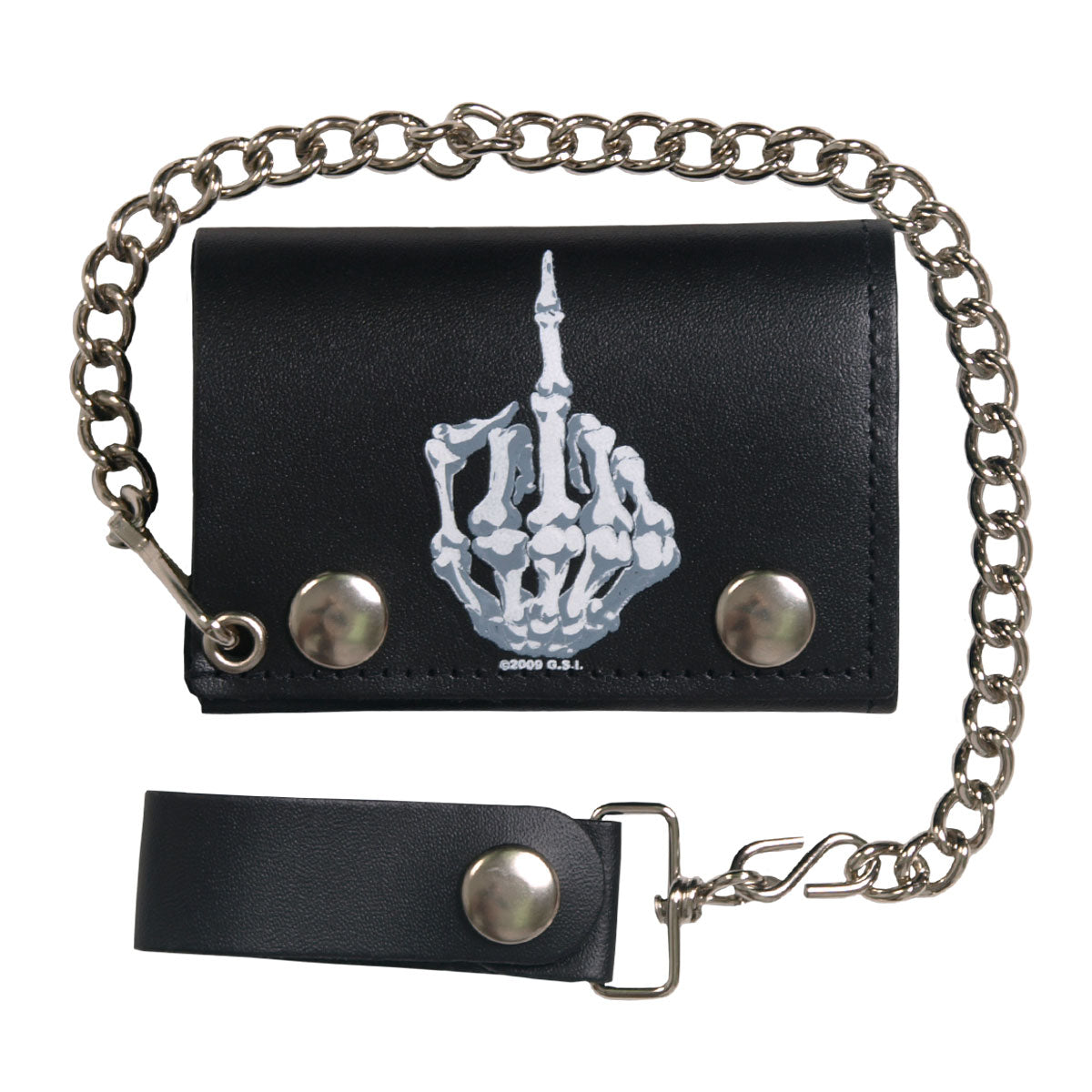 WLB1022 4 in. Skeleton Finger Trifold Wallet - Black