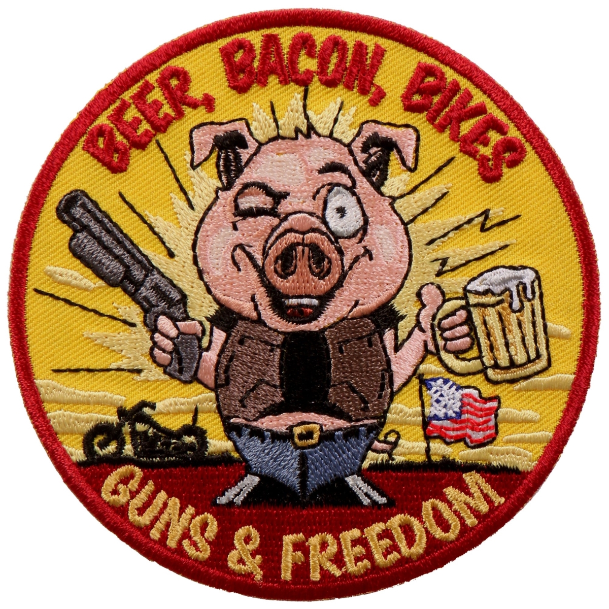 PPA9753 4 x 4 in. Beer Bacon Bikes & Guns Patch - Multi Color